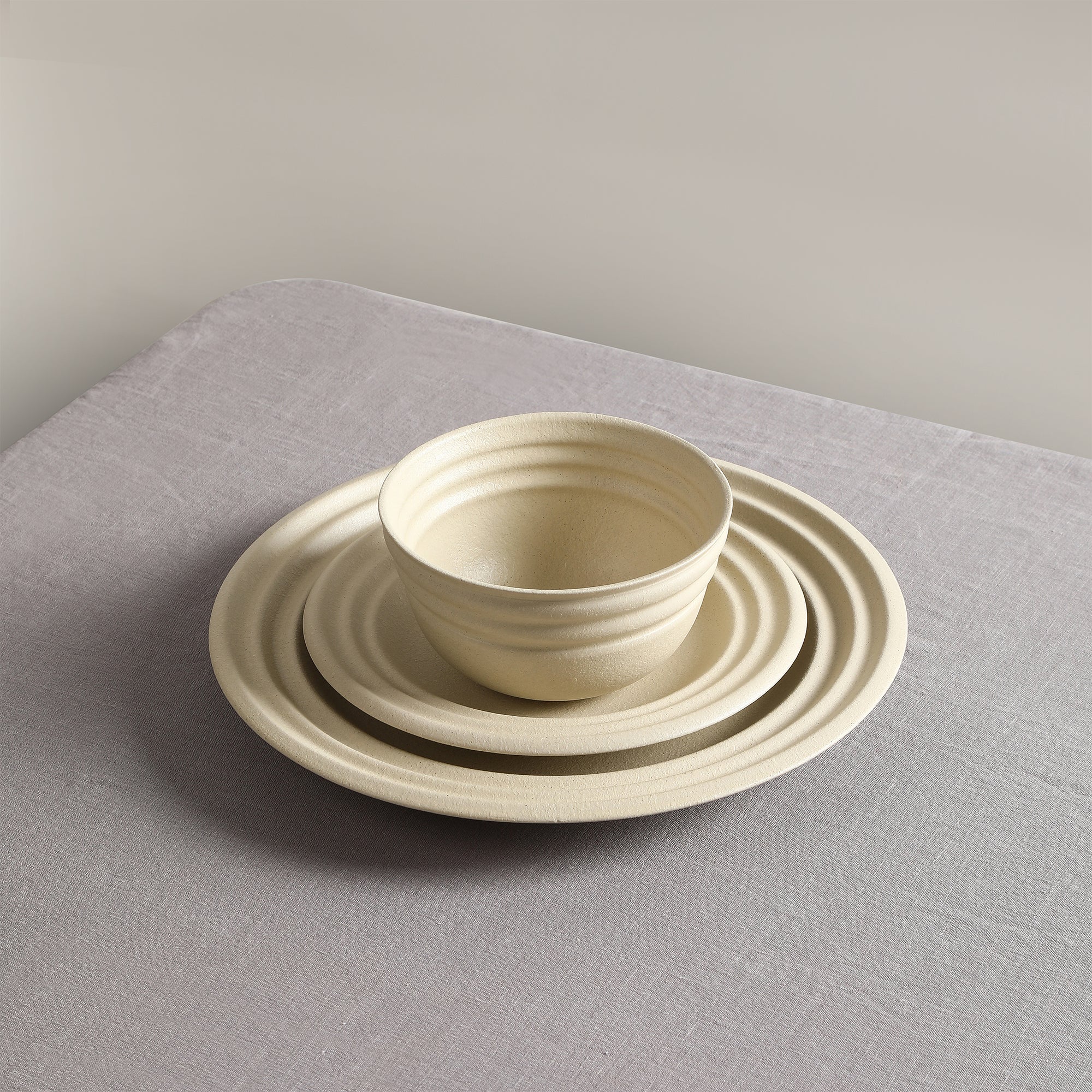 Stone Lain Zen Stoneware 12-Piece Dinnerware Set, Beige