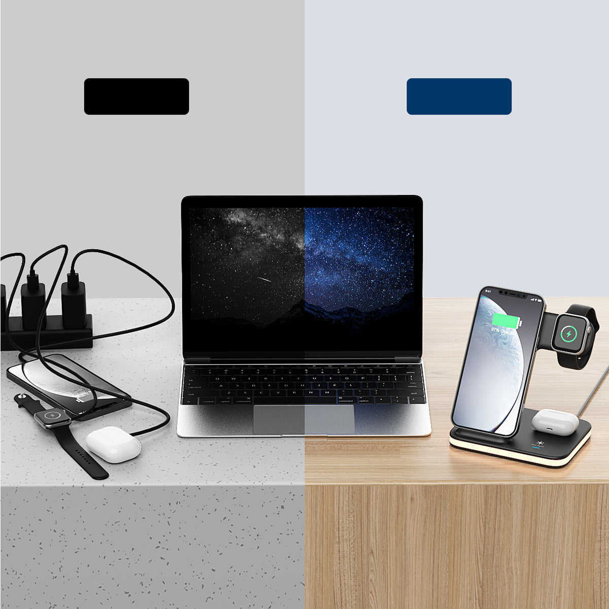 4-in-1 Wireless Charging Stand with Night Light