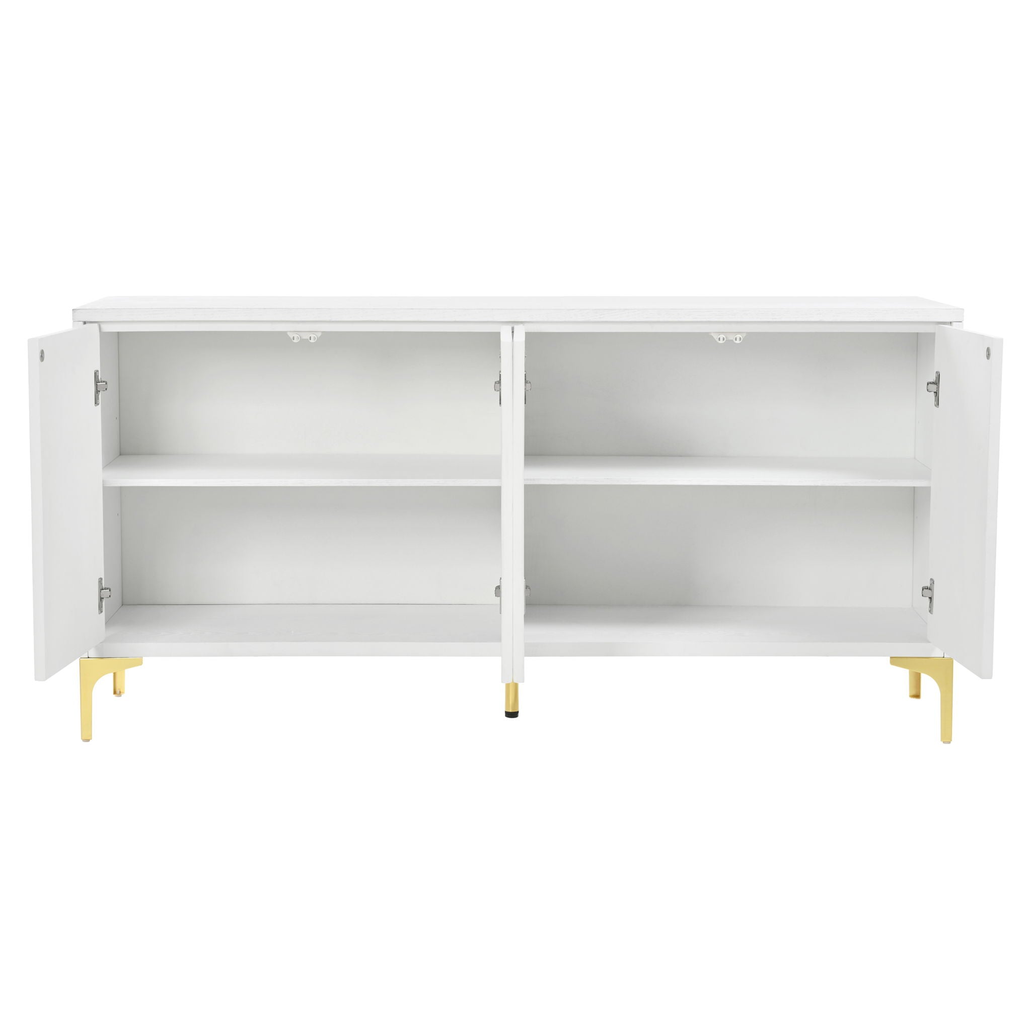 Modern 4 Door Sideboard With Creative Carved Surface And Adjustable Shelves