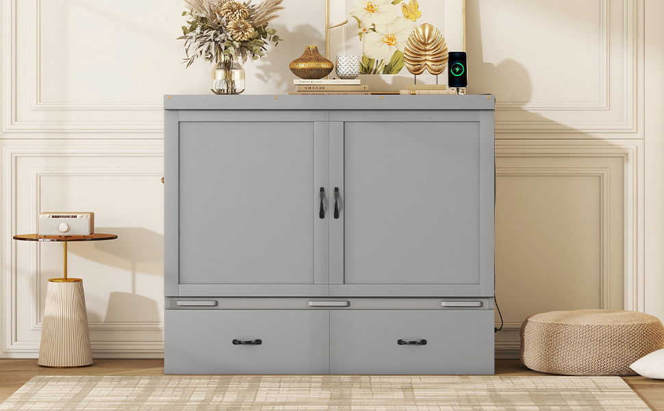 Murphy Bed With USB Port And A Large Drawer