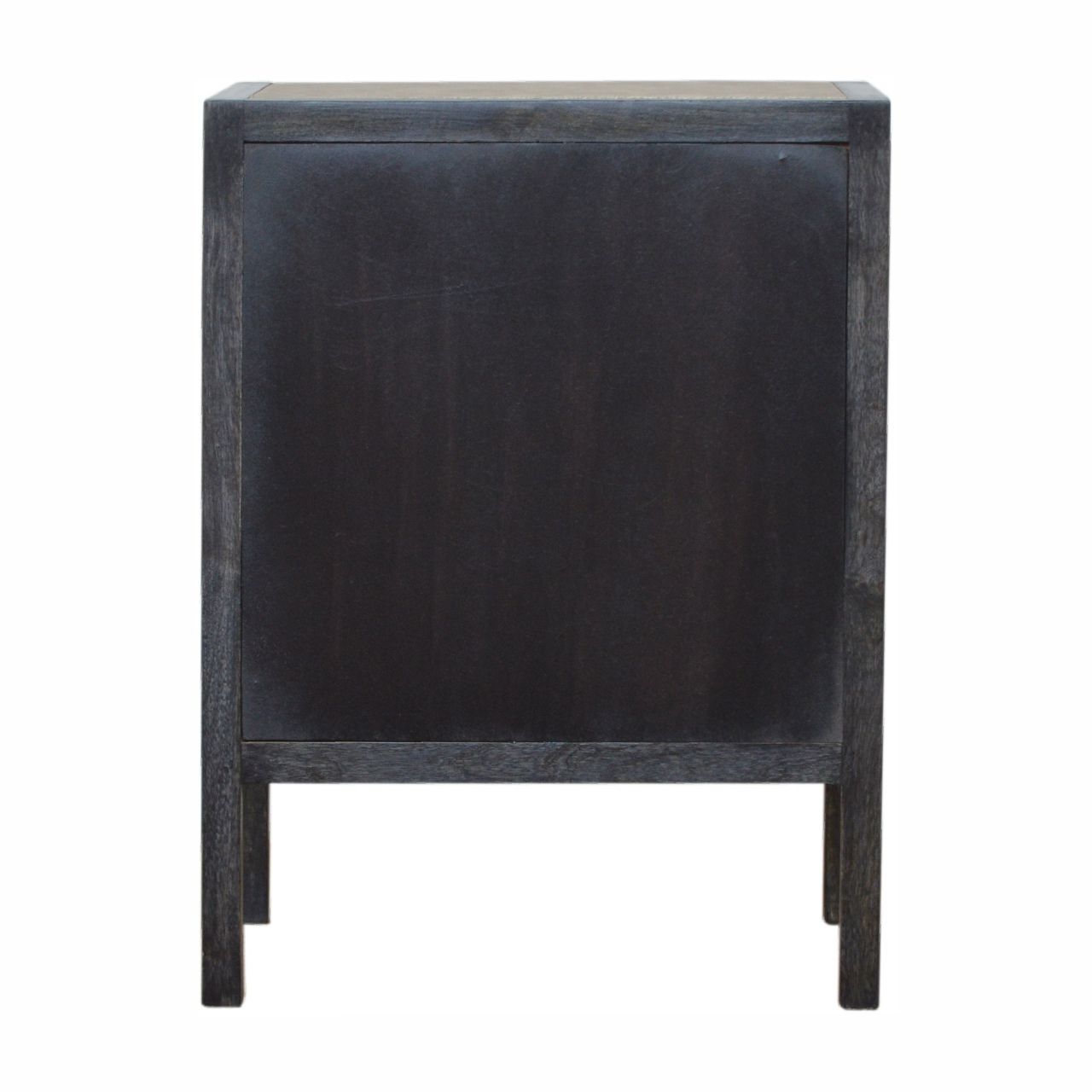 Faux Leather Nightstand, 3 Drawer - Black