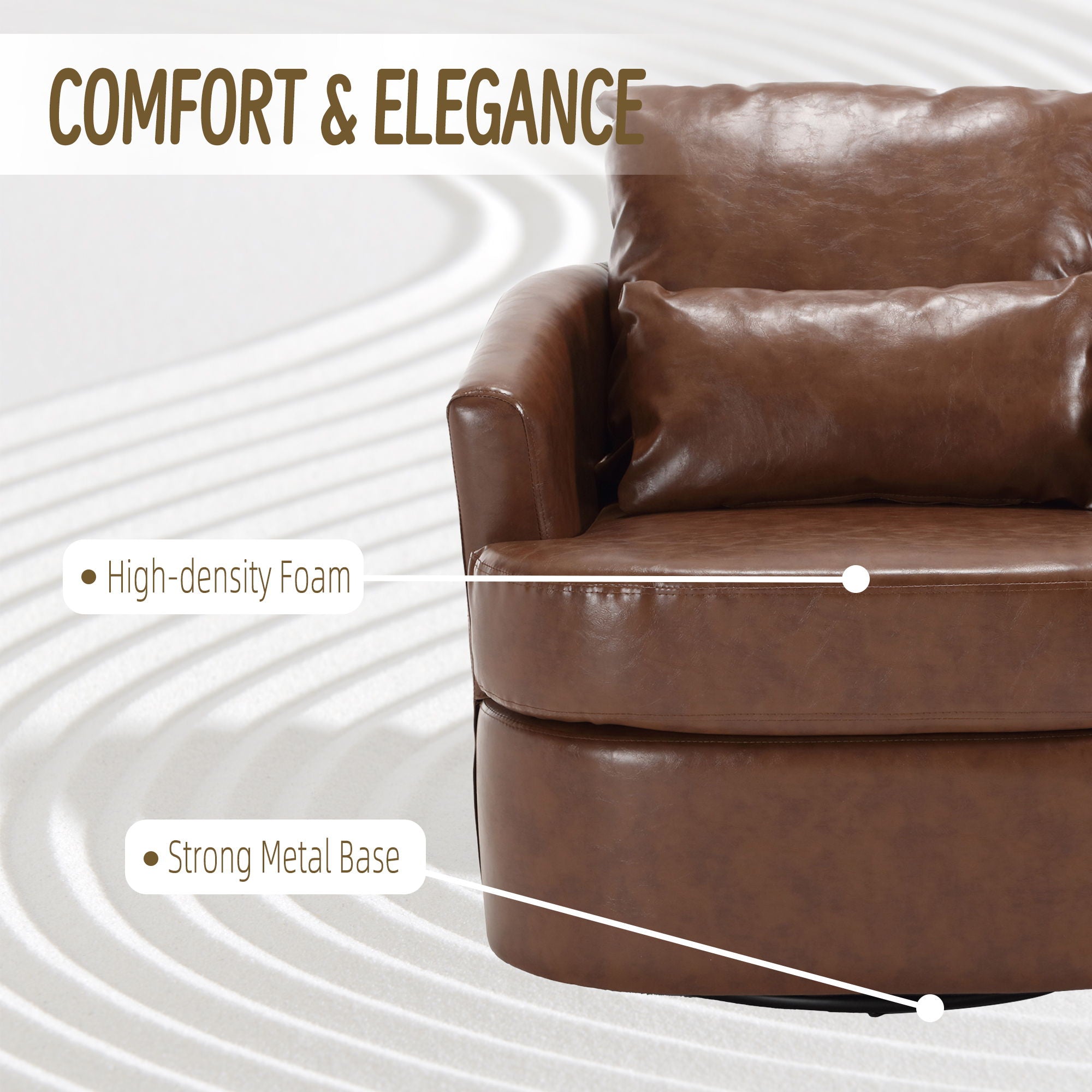Modern Barrel Comfy Round Accent Sofa Chair, 360 Degree Swivel