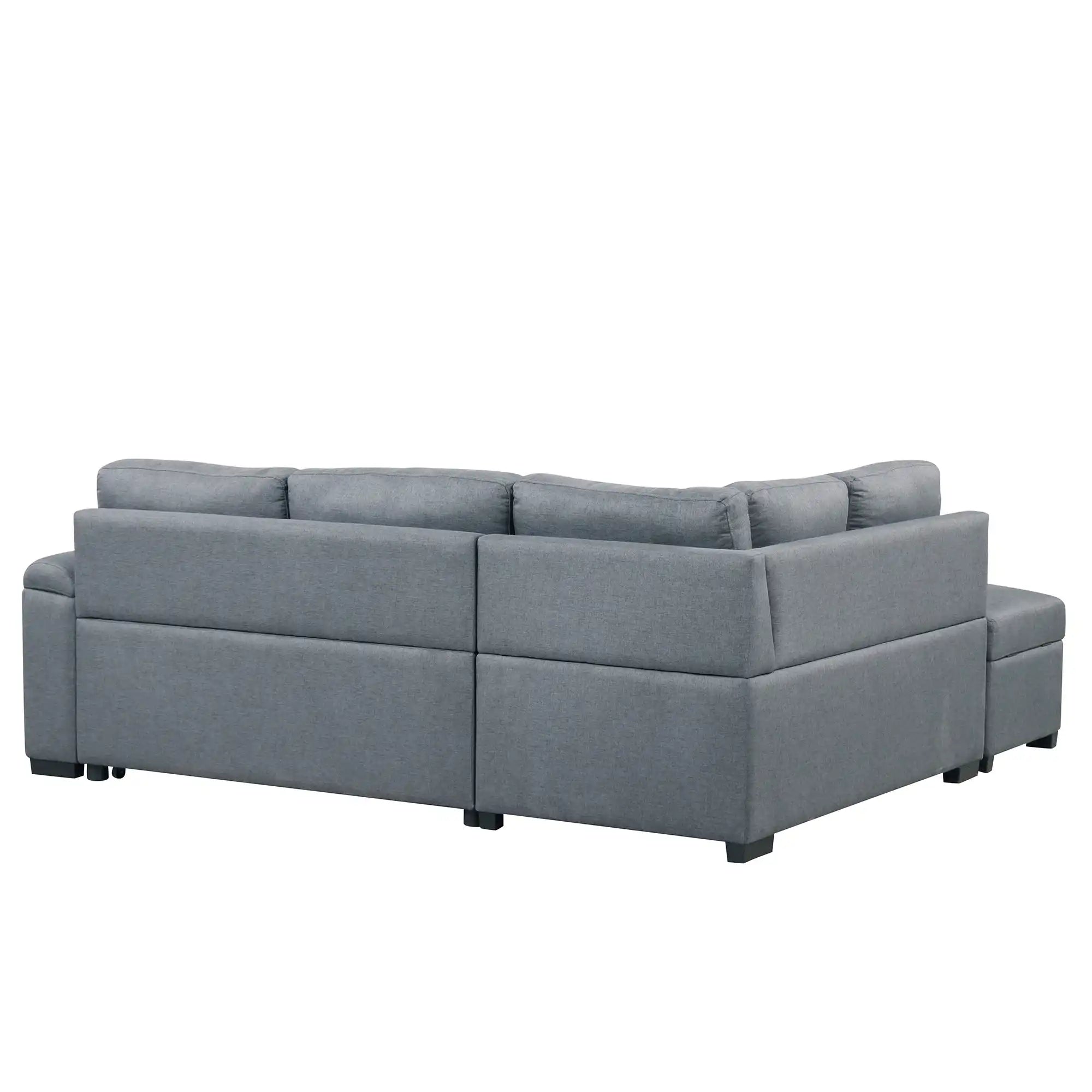 Sleeper Sectional Sofa, L-Shape Corner Couch Sofa-Bed with Storage Ottoman - Best Buy Furniture