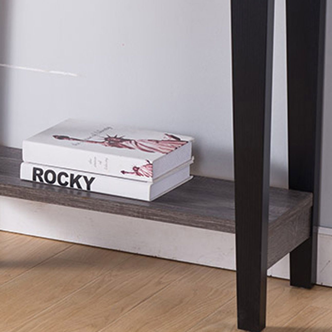 Modern Two Toned Console With Two Shelves