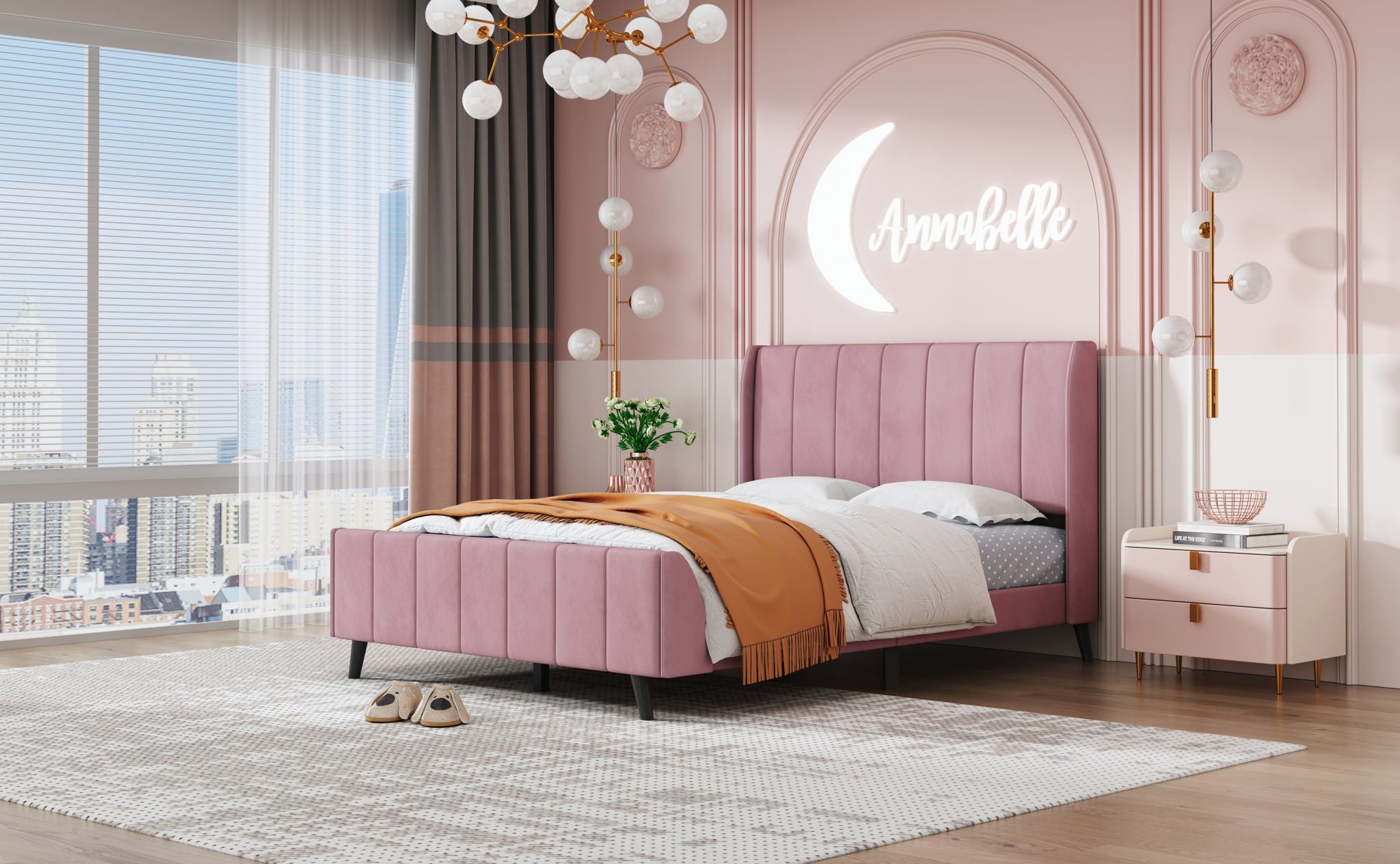 Upholstered Platform Bed Velvet