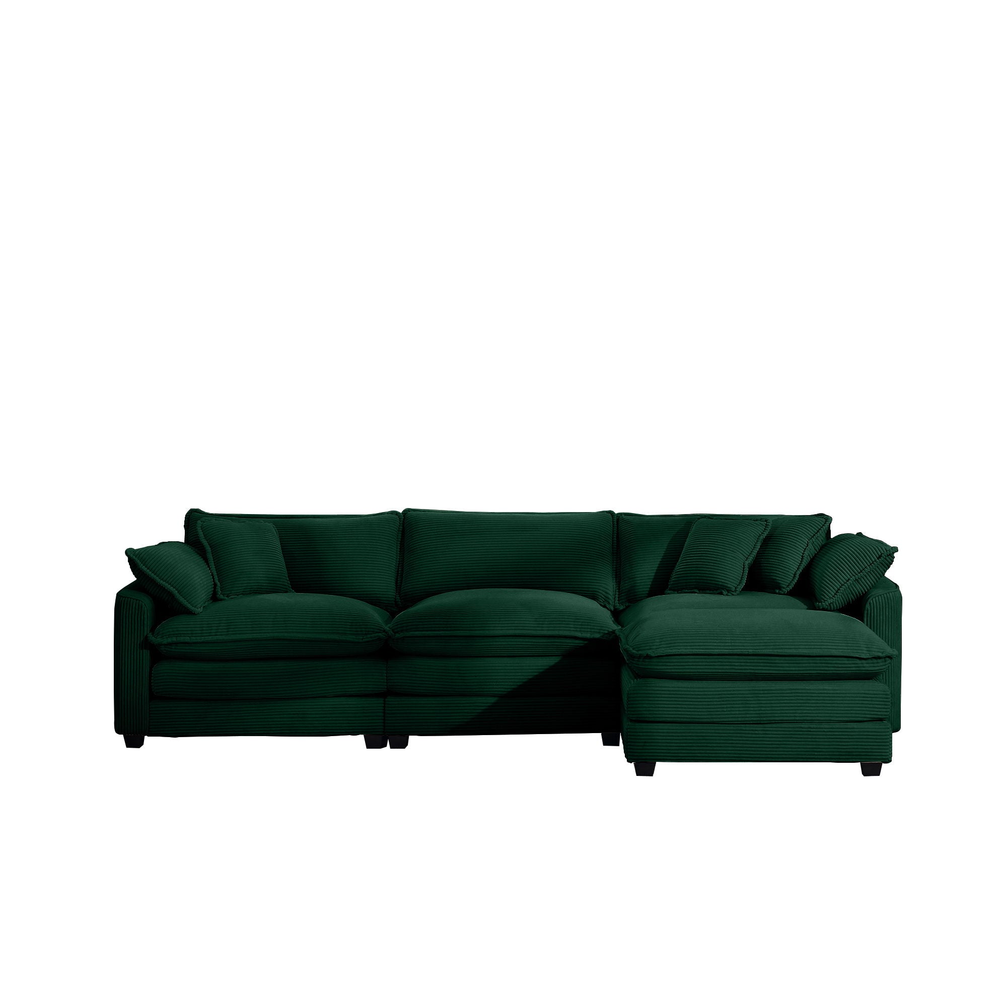 Modern Oversized Modular Cushion Sofa With Ottoman, Low Back, Deep Seating Sofa Set