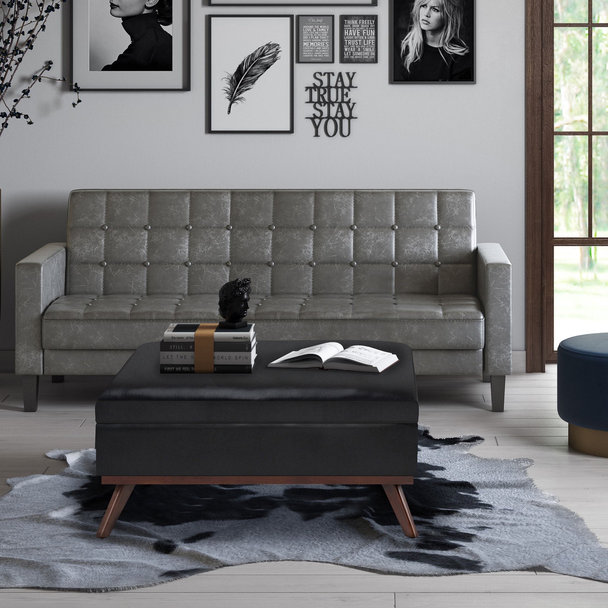 Owen - Multifunctional Square Coffee Table Storage Ottoman - Best Buy Furniture