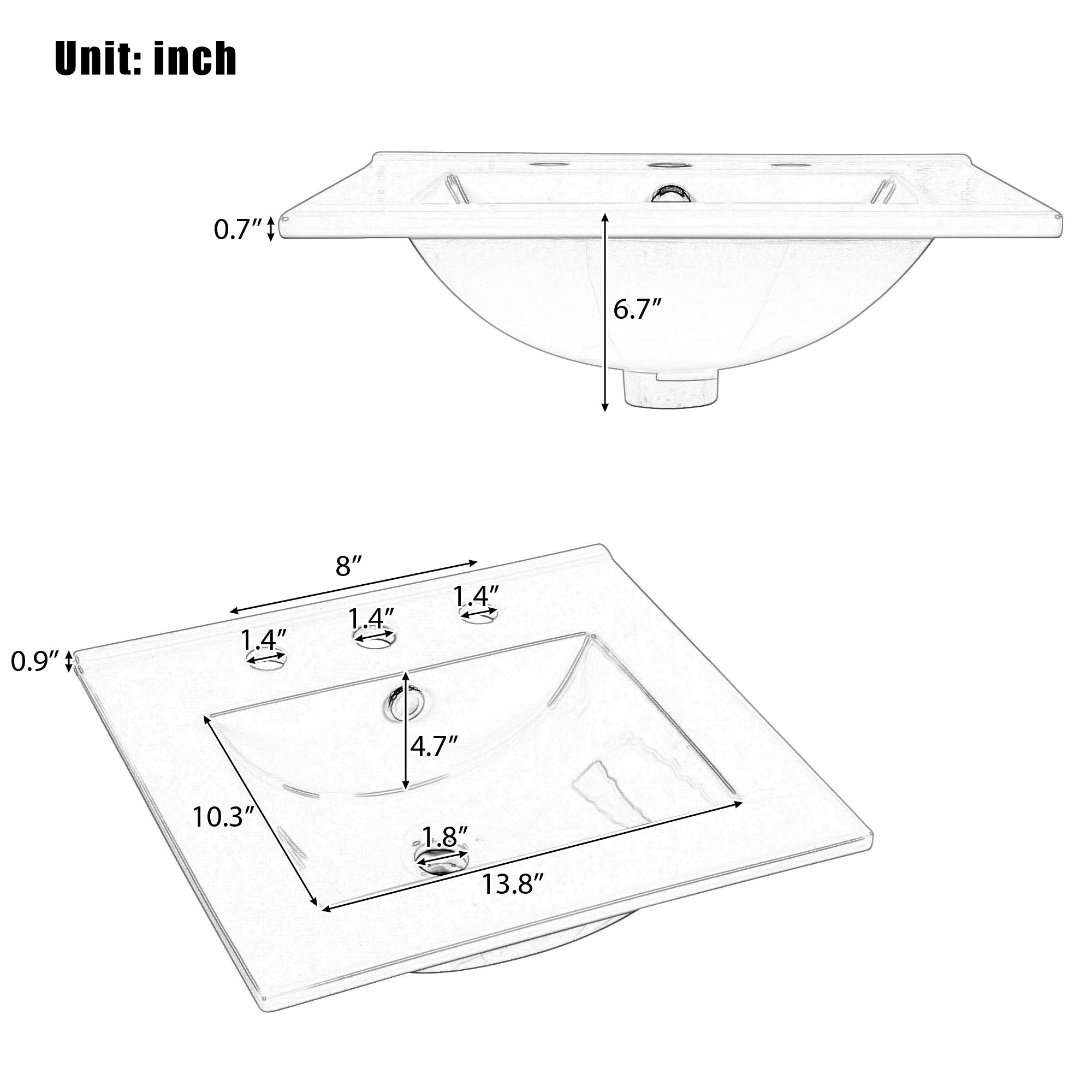 Modern Bathroom Vanity With Sink, Functional Drawer, Soft- Closing Door