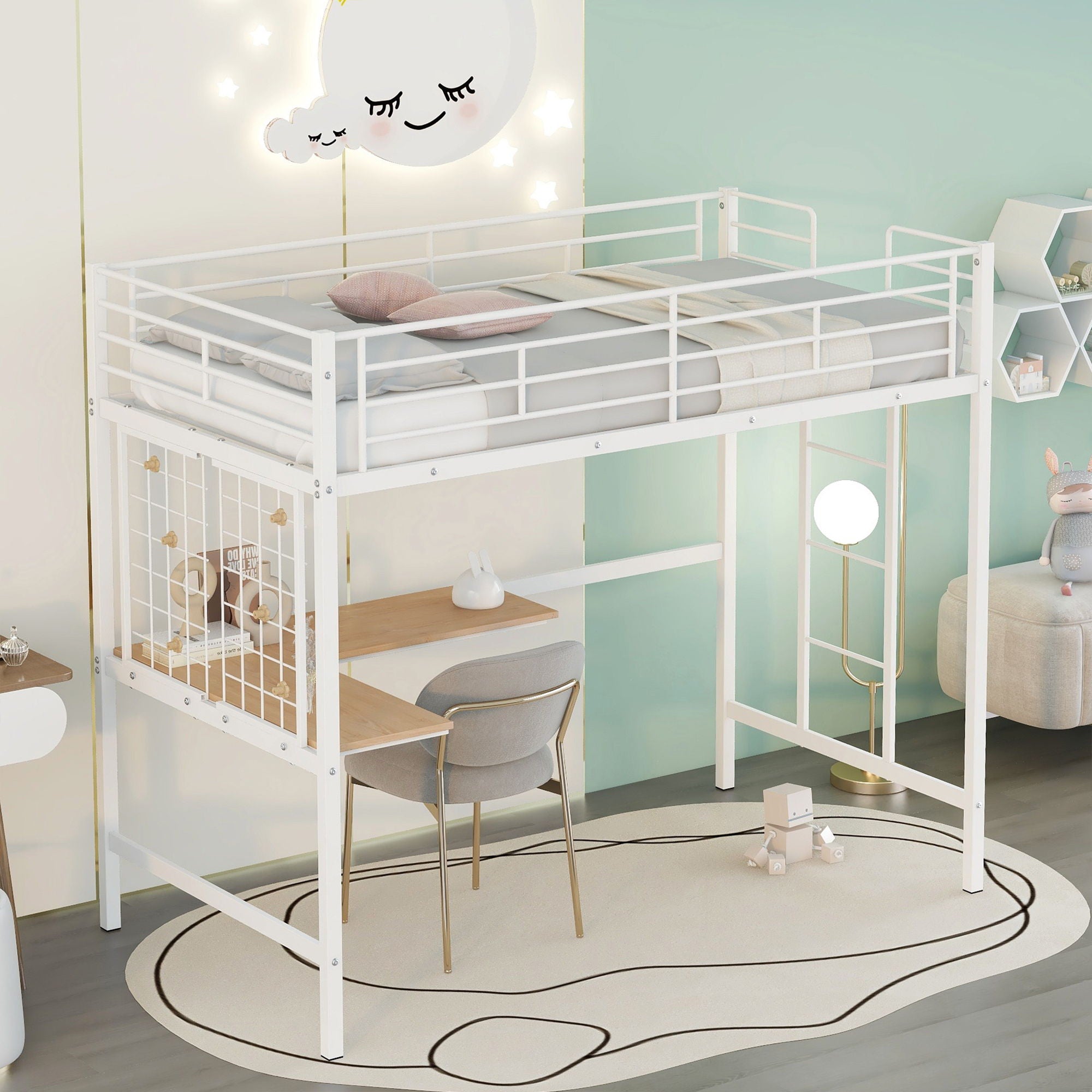 Bed With Desk And Grid