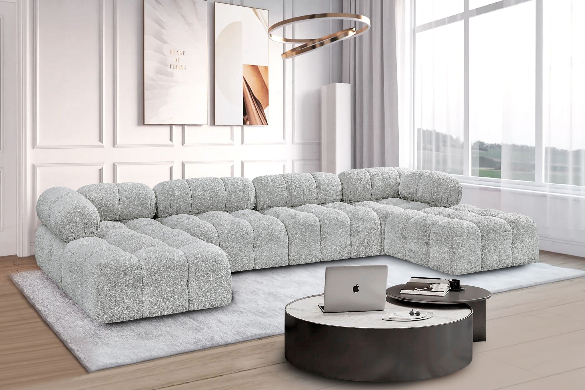 Ames - 6 Piece Fabric Modular U-Shaped Sectional