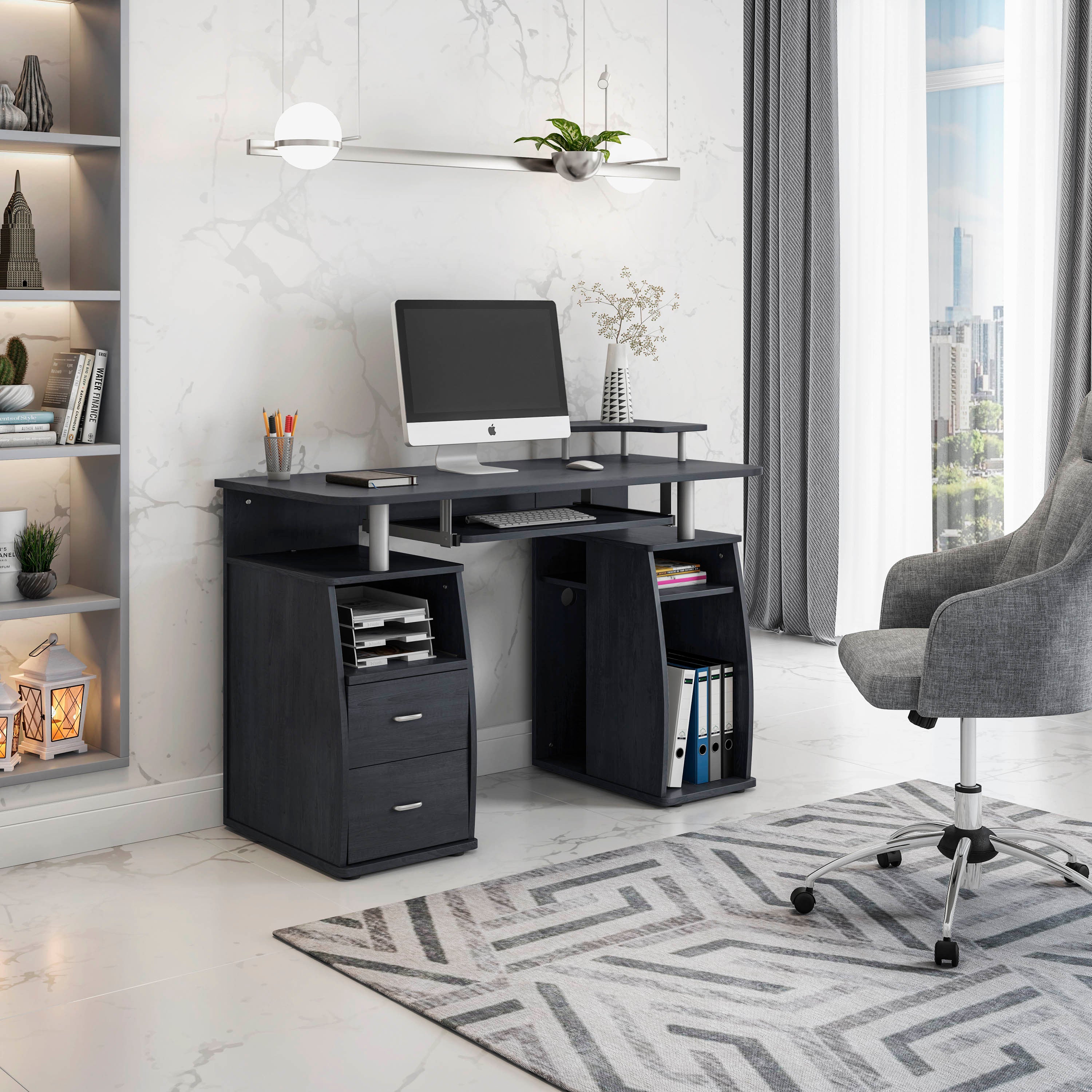 Techni Mobili Complete Computer Workstation Desk With Storage, Espresso