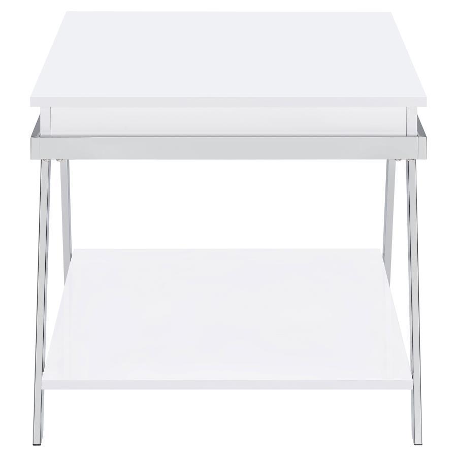 Marcia - Rectangular Side End Table - White High Gloss