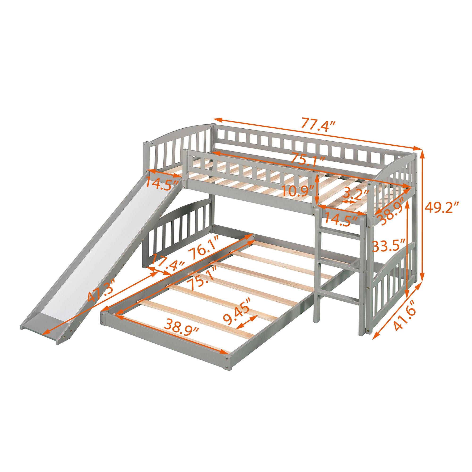 Functional Bunk Bed With Convertible Ladder And Slide