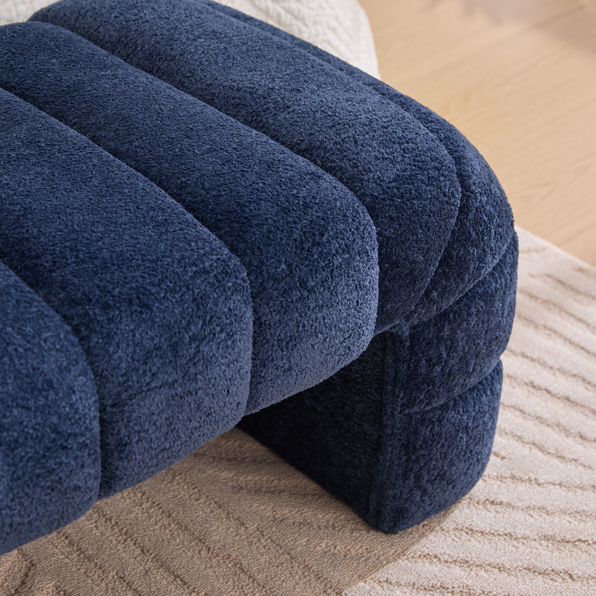 Modern Upholstered Armless Bed Bench With Channel Tufted Design