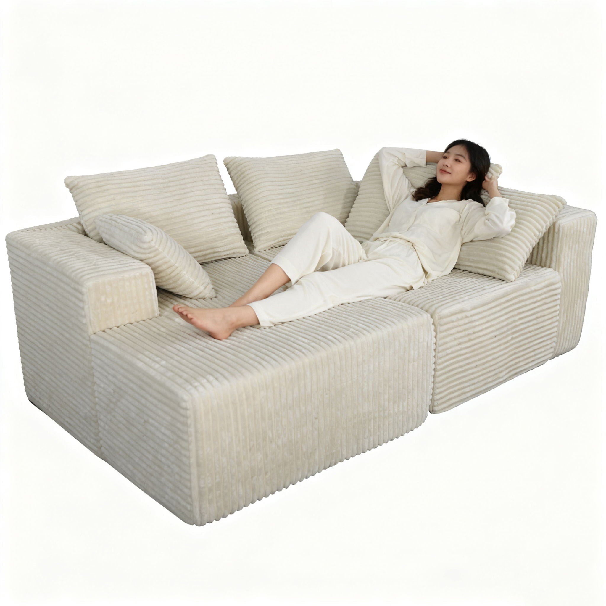 Corner Combination Sofa Sectional Couch With Soft Plush Fabric