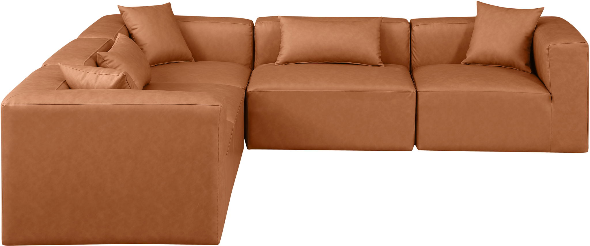 Cube - 5 Piece Modular Corner Sectional - Cognac