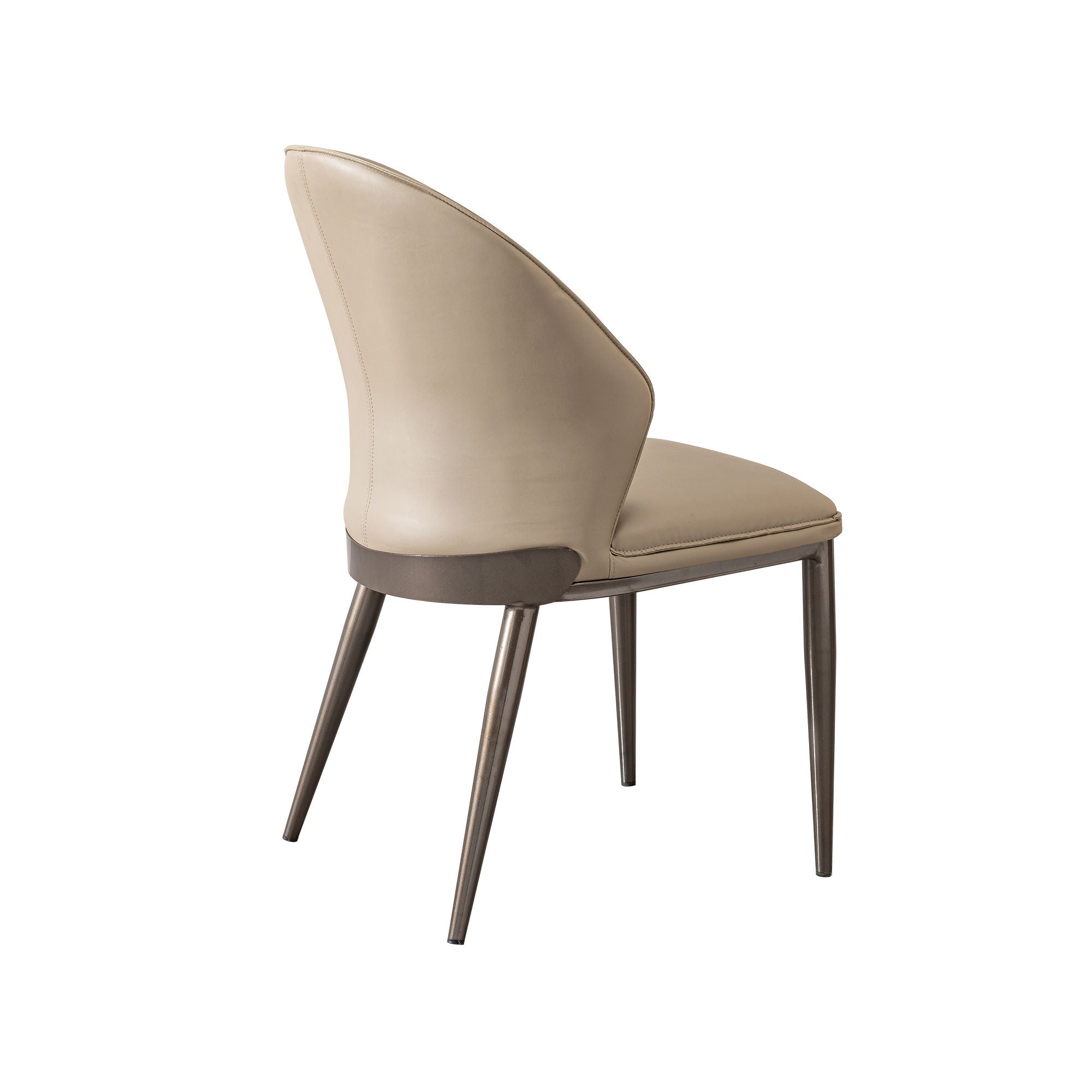Modern Dining Chair (Set of 2) With Unique Backrest Design Leather - Beige / Black