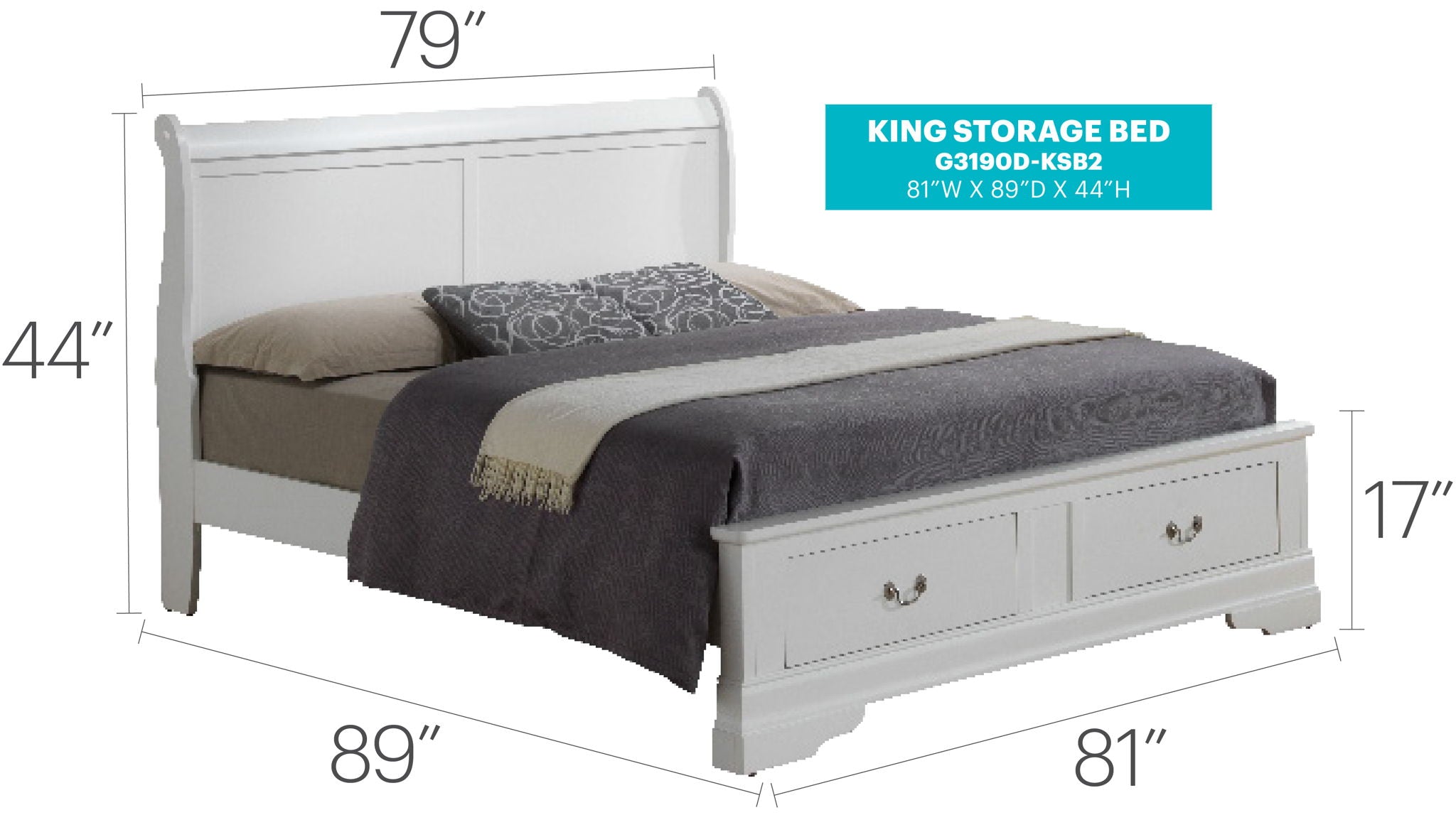 Louis Phillipe - Storage Bed