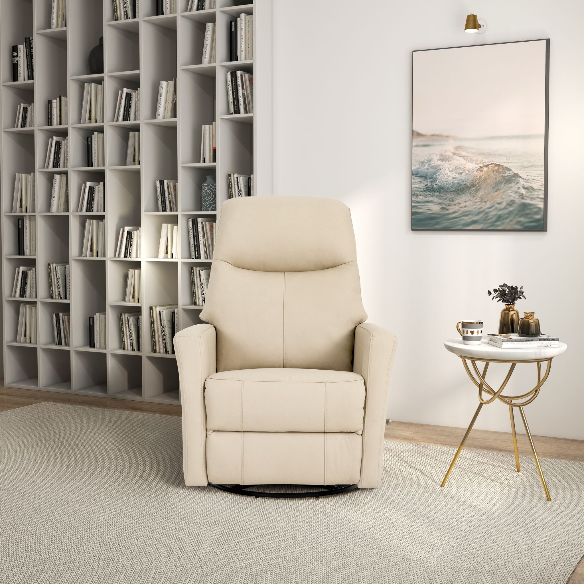 Harlow - Swivel Glider Recliner Chair - Ivory
