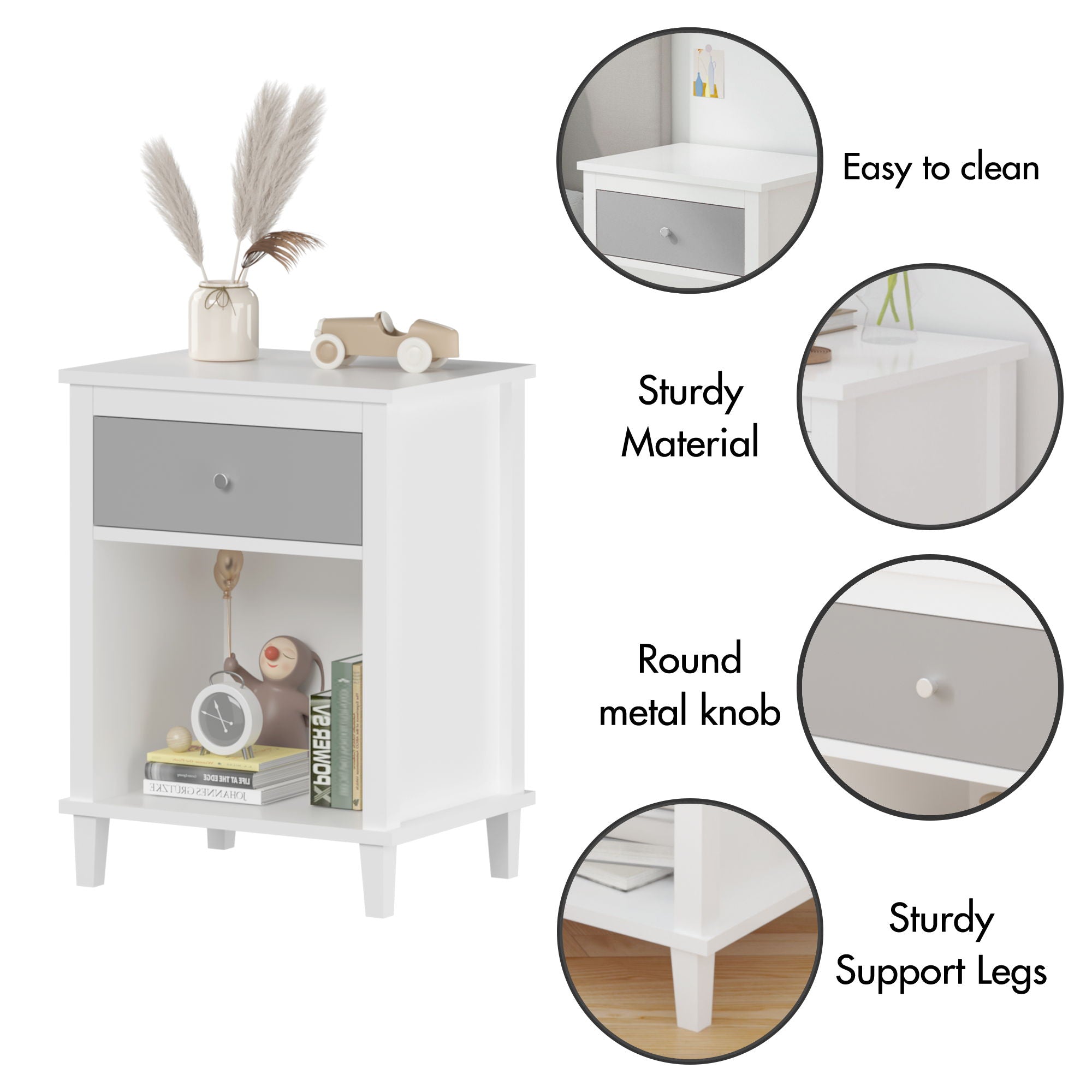 Nightstand With 1 Drawer 1 Shelf