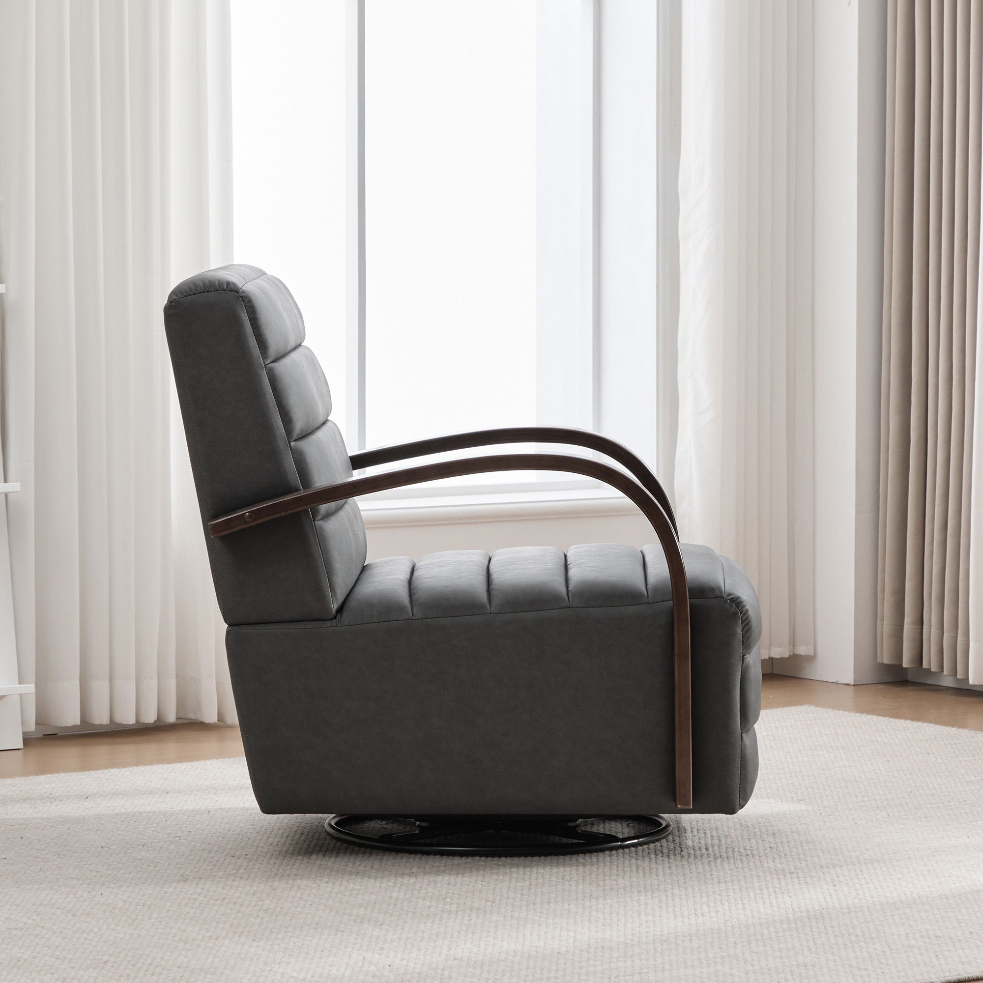 360° Swivel Accent Chair With Armrests, Comfy Lounge Reading Chair - Gray