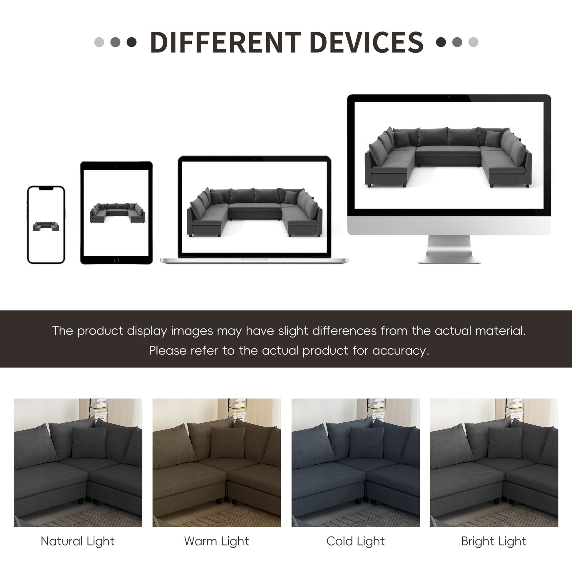 Modular Sectional Reversible U Shaped Couch Set, Free Combination Minimalist Style Oversized 8 Seat Convertible Sofa - Best Buy Furniture