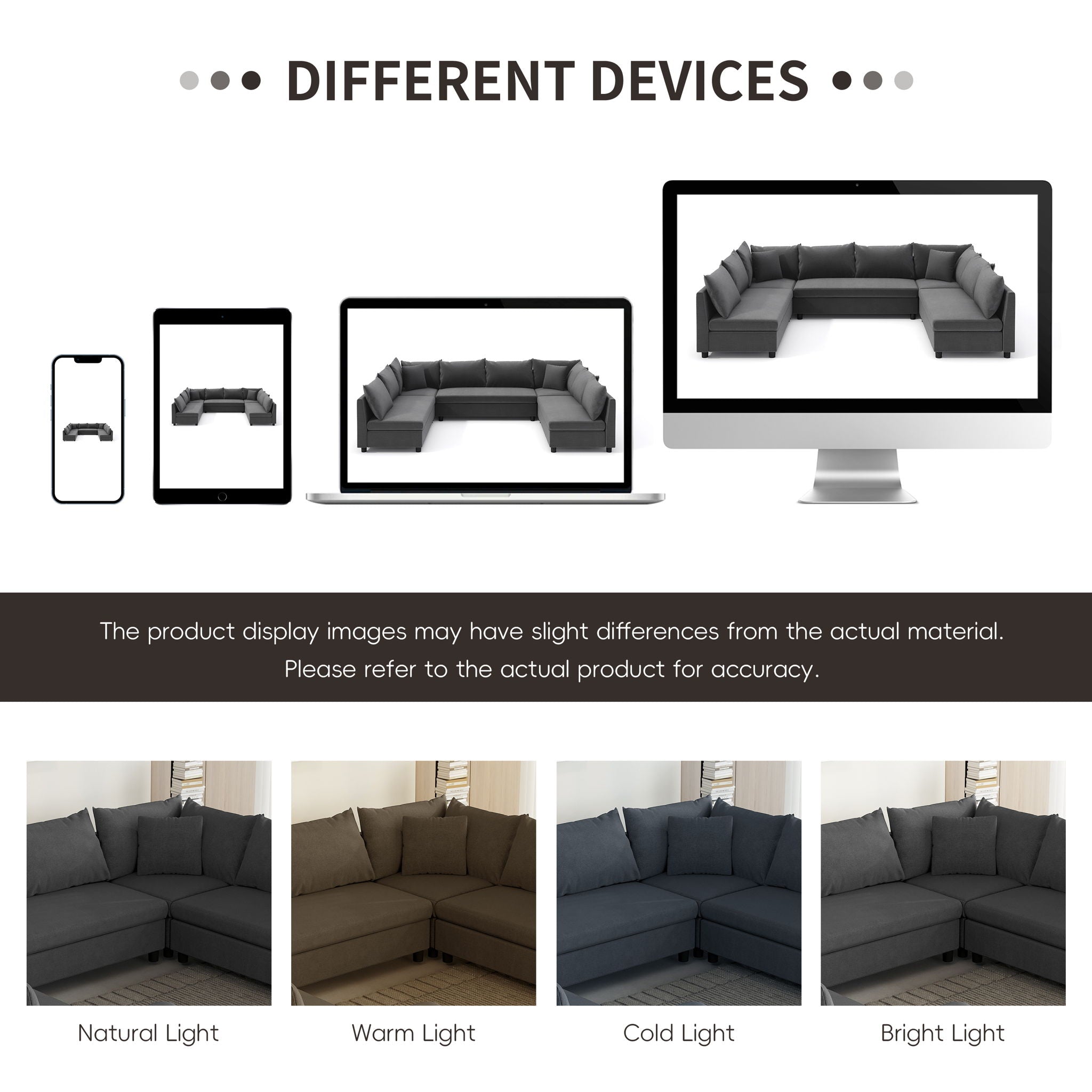 Modular Sectional Reversible U Shaped Couch Set, Free Combination Minimalist Style Oversized 8 Seat Convertible Sofa - Best Buy Furniture
