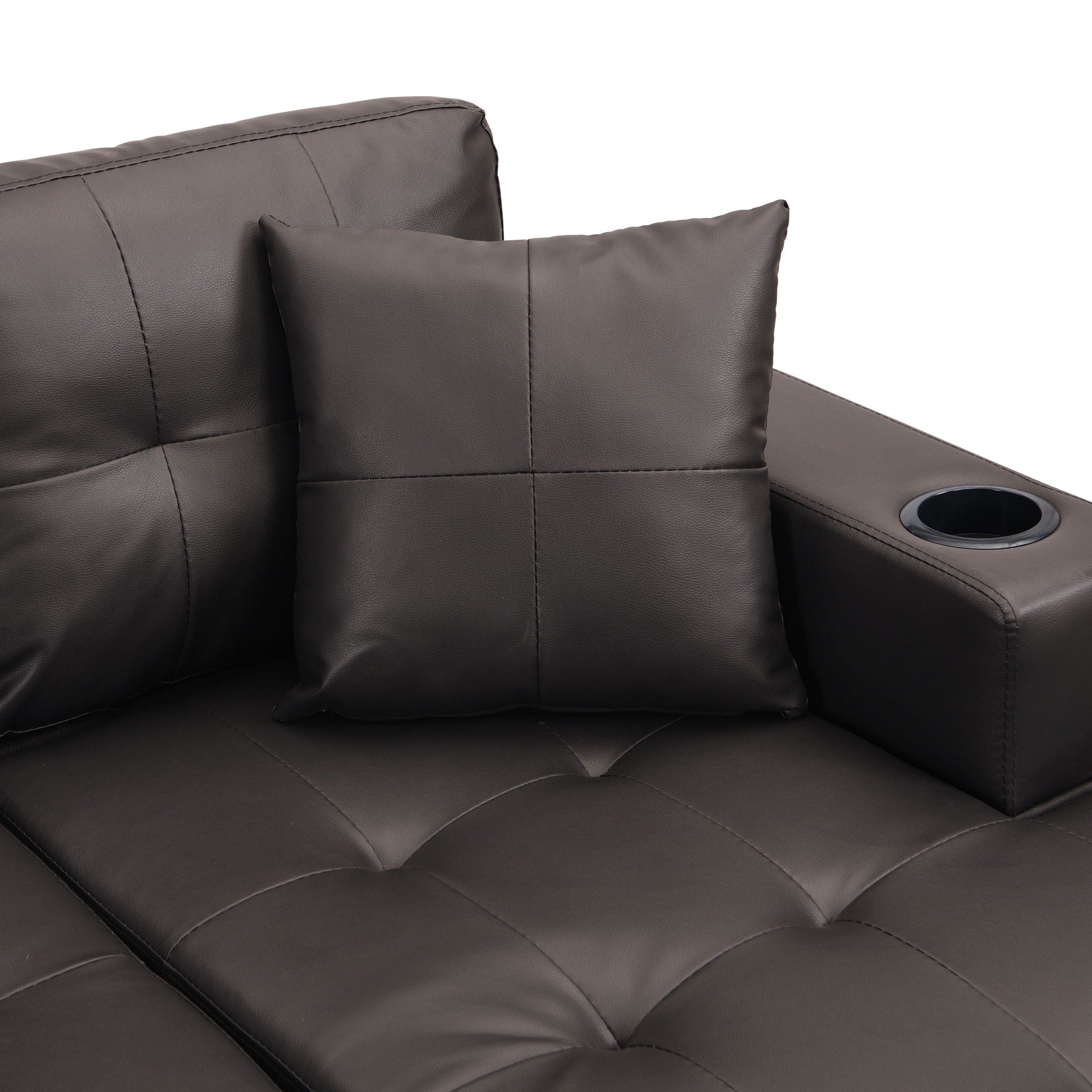 Modern Sectional Sofa Set With L Shape Chaise Lounge, Cup Holder, 4 Seat