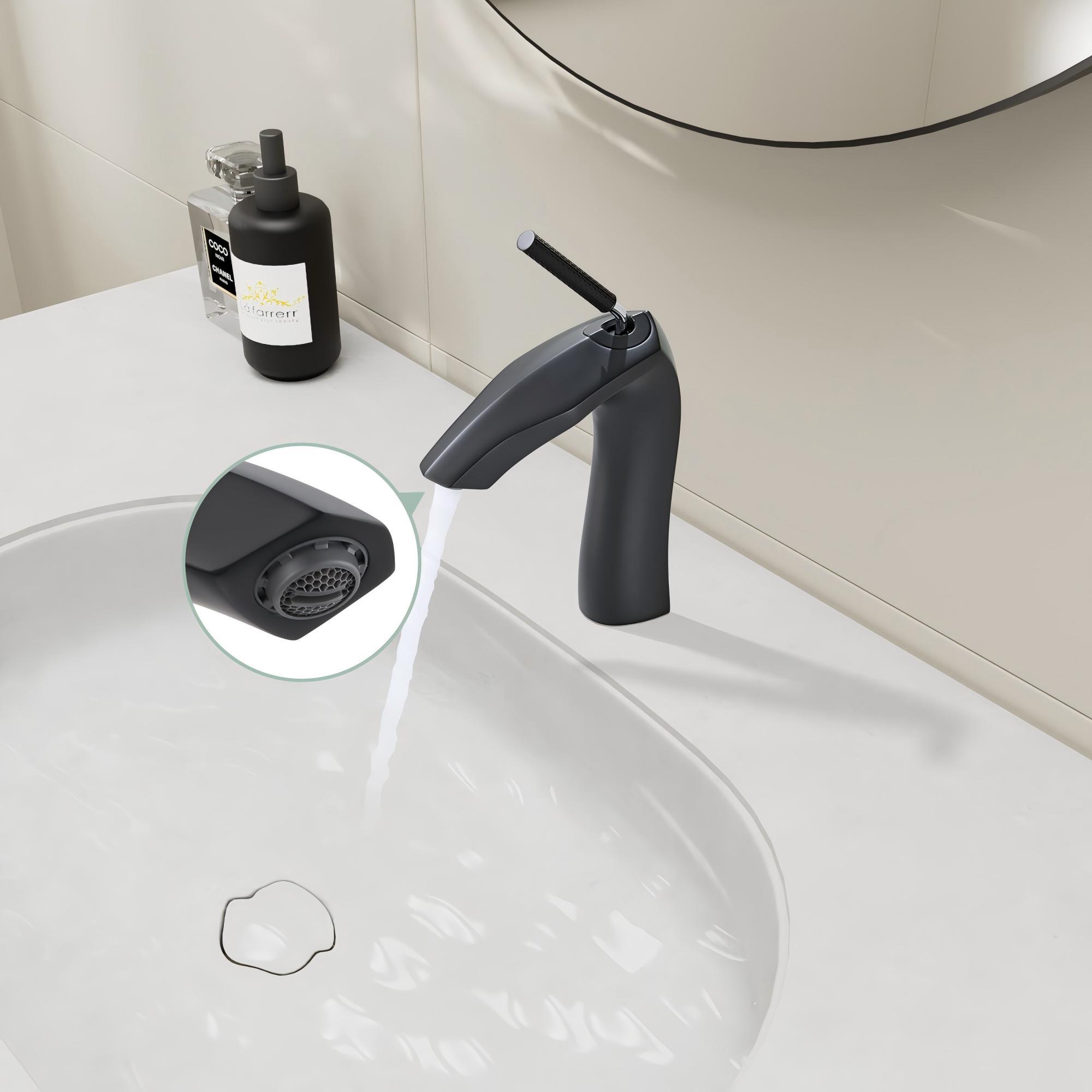 Contemporary Single Handle Lavatory Basin Sink Faucet Brass - Matte Black