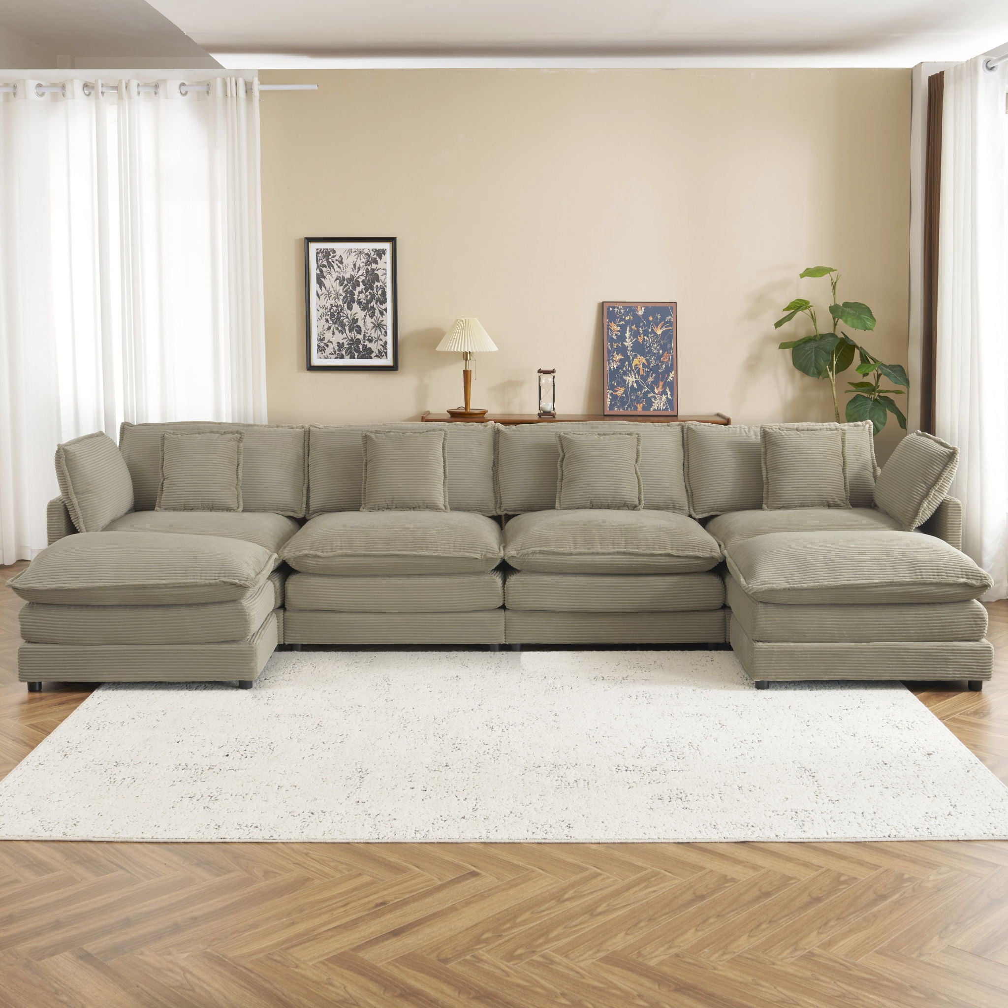 Modern Modular Sectional Sofa With Side Storage Pockets For Living Room