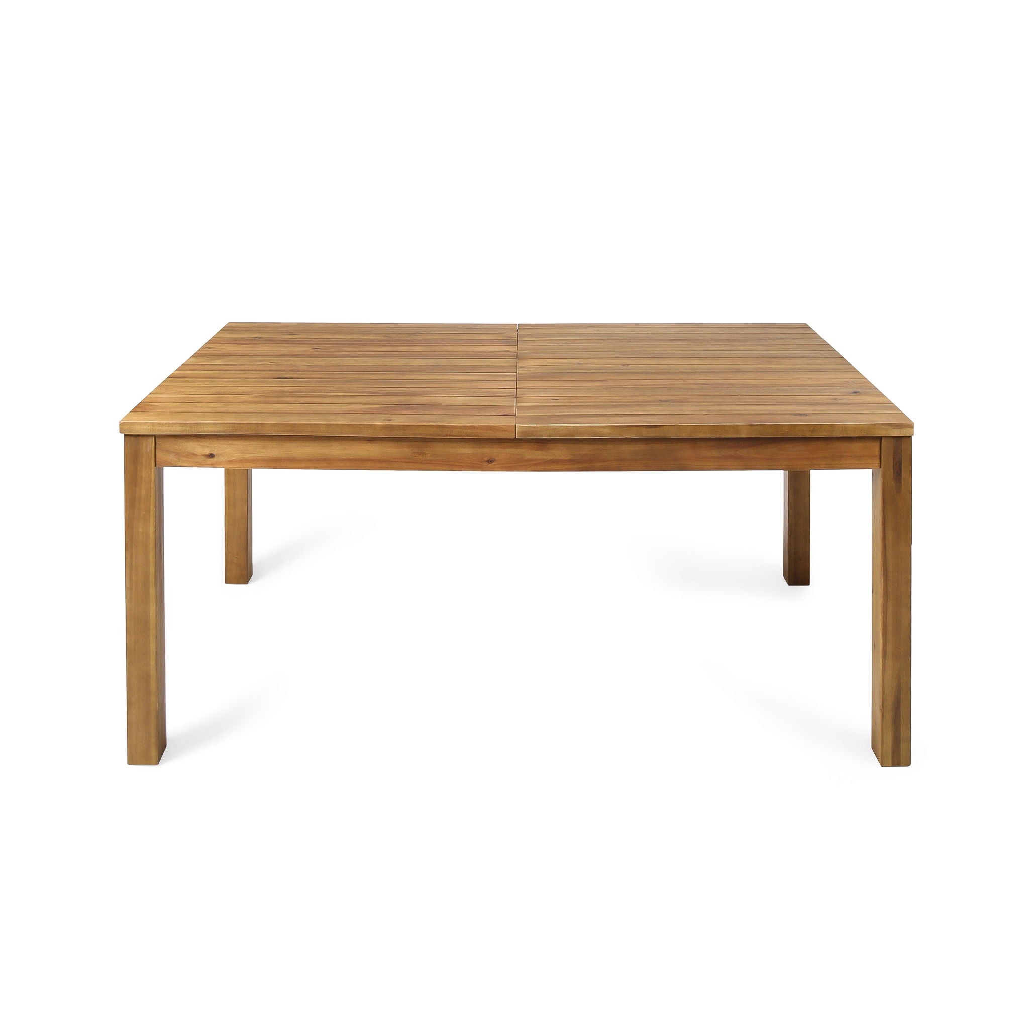 Wilson - Expandable Dining Table With Slat Design - Teak Acacia Wood - Best Buy Furniture