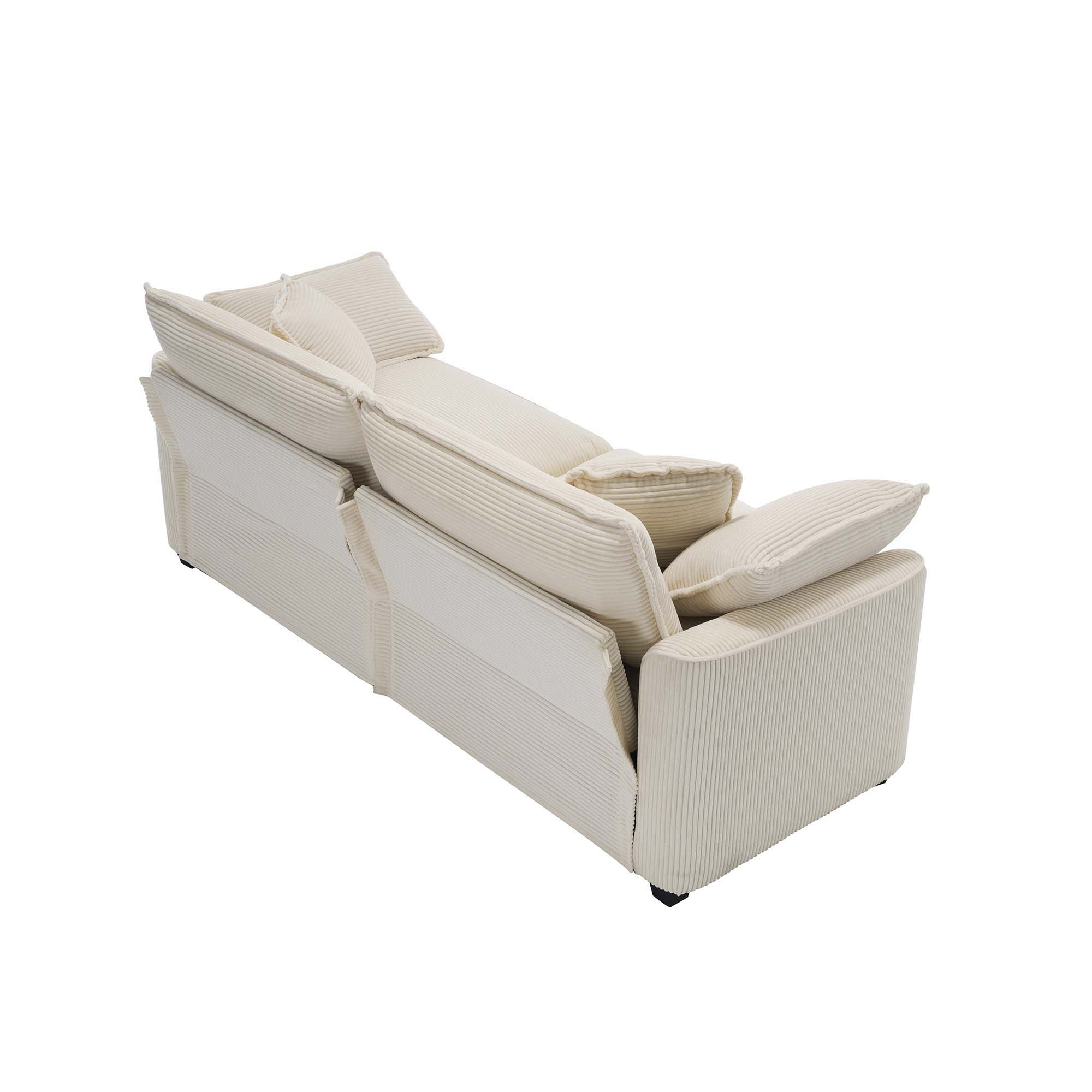 Modern 2 Seater With 4 Pillows, Upholstered Deep Seating Loveseat
