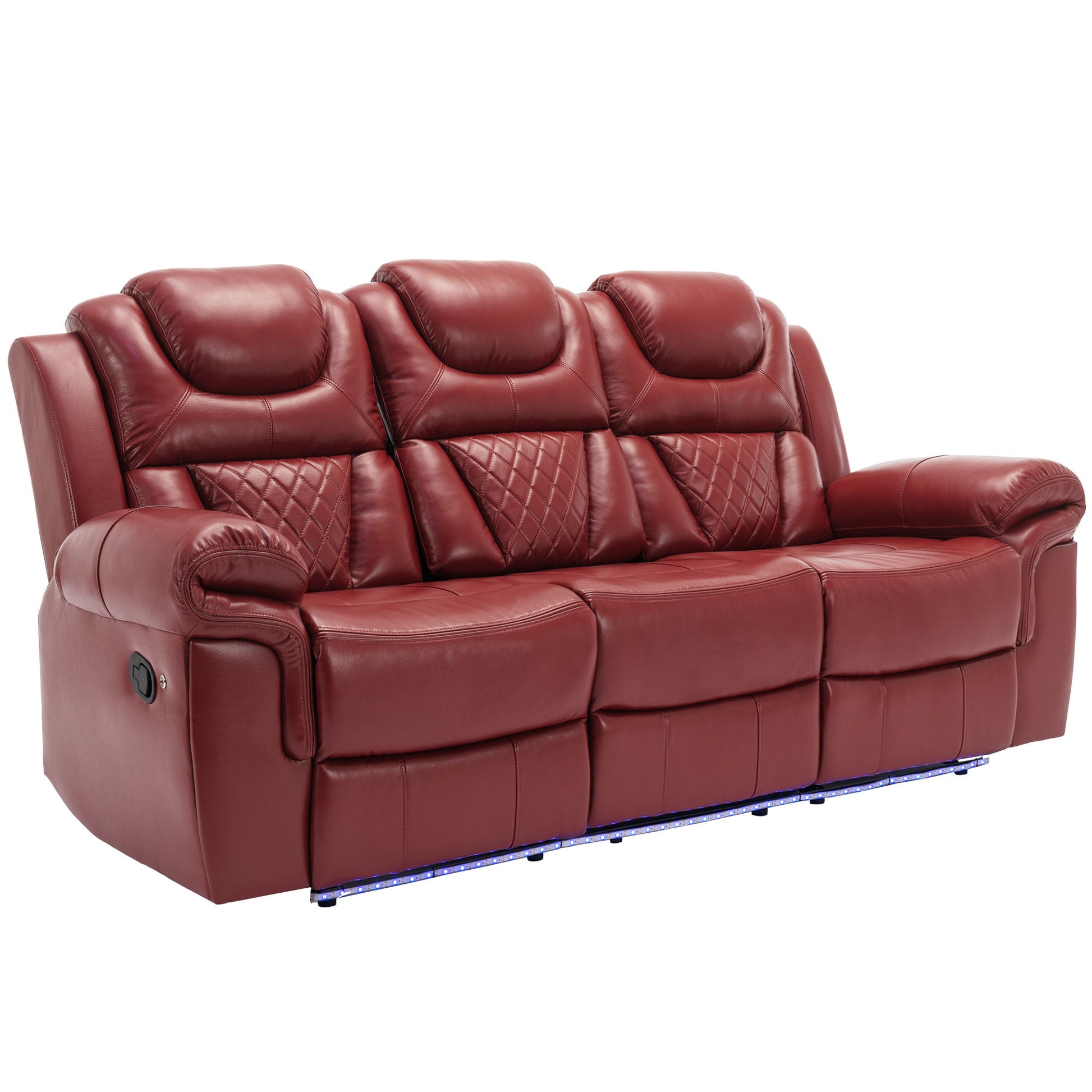 3 Pieces Recliner Sofa Sets Home Theater Seating Manual Recliner Chair With Center Console And LED Light Strip For Living Room - Best Buy Furniture