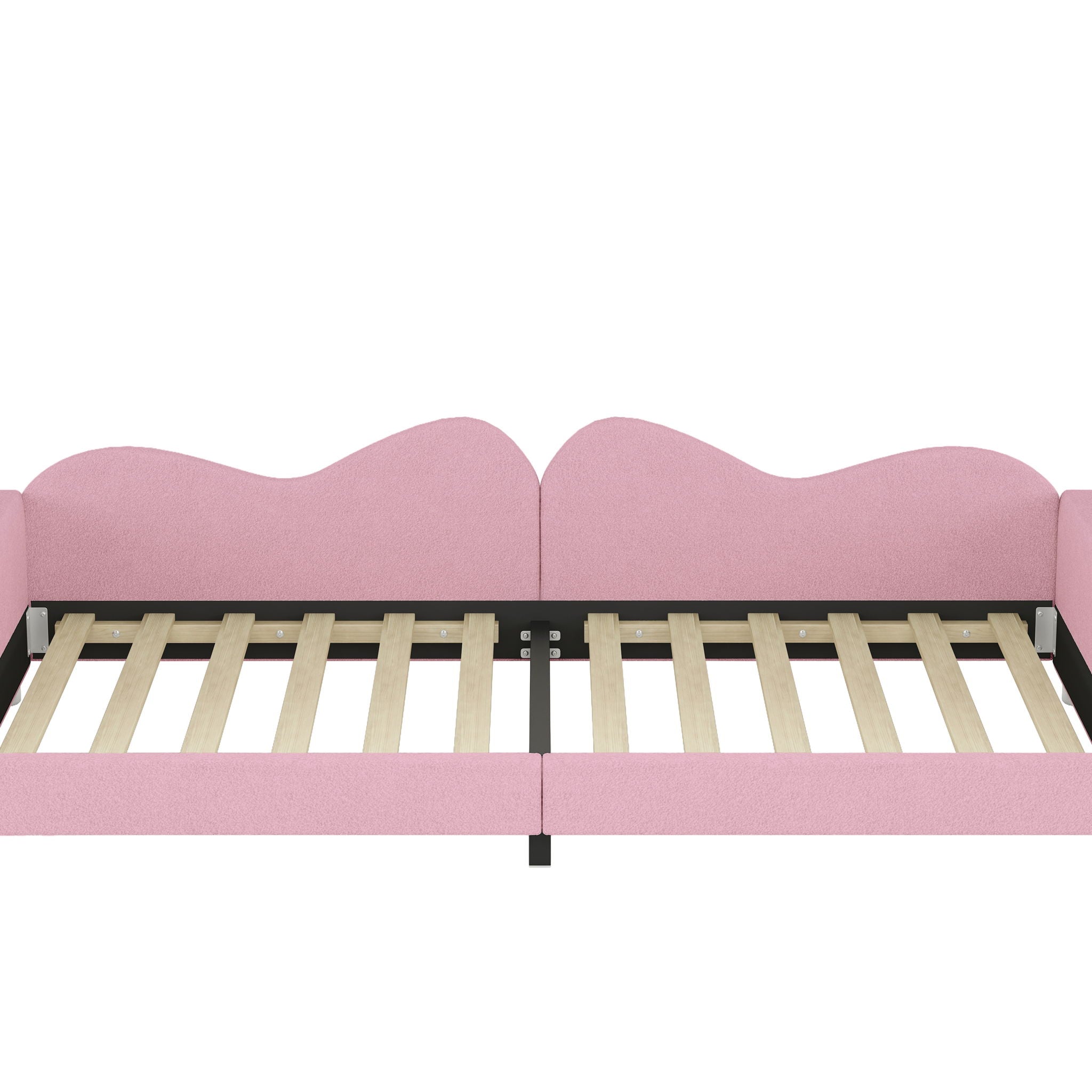 Upholstered Daybed, Sherpa Fabric Sofabed With Cloud-Shaped Backrest