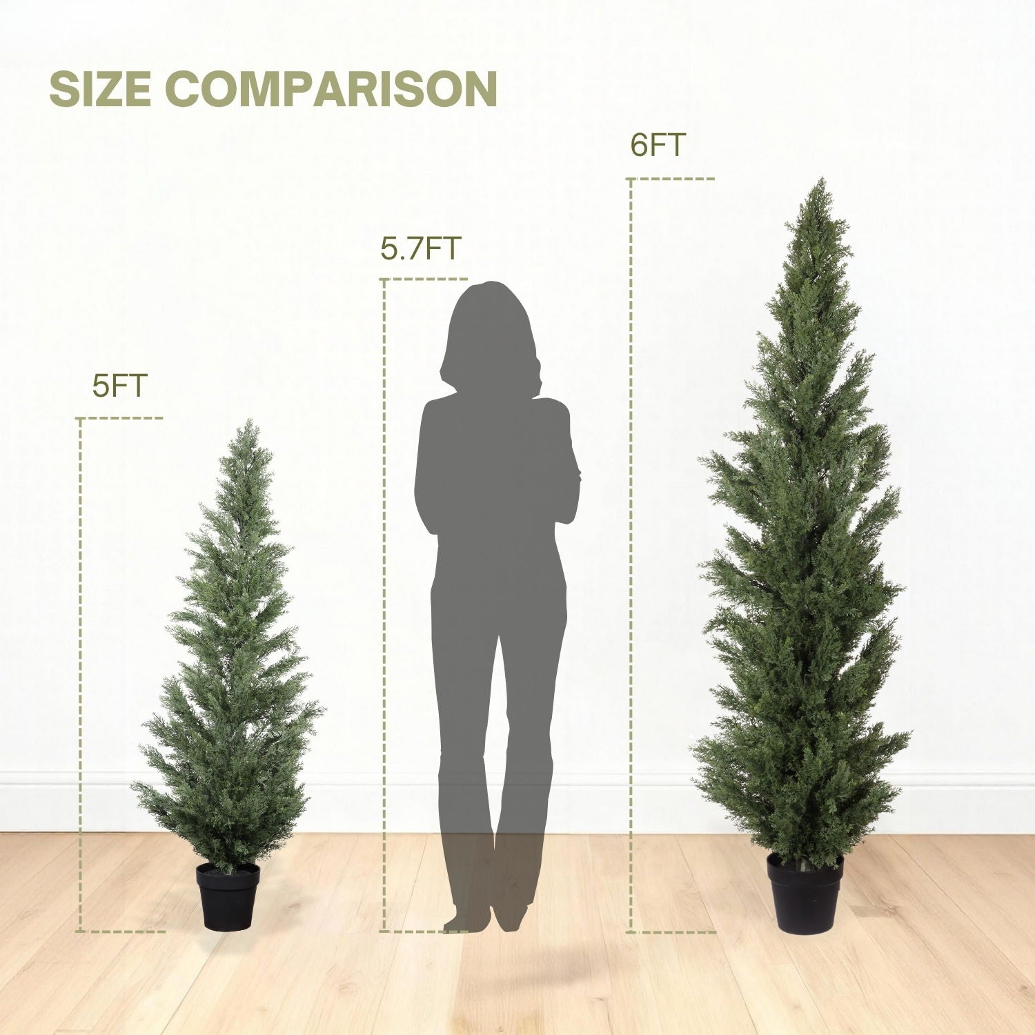 Realistic Artificial Cypress Tree, UV Resistant Indoor / Outdoor Topiary Plant For Decoration - Green Leaves