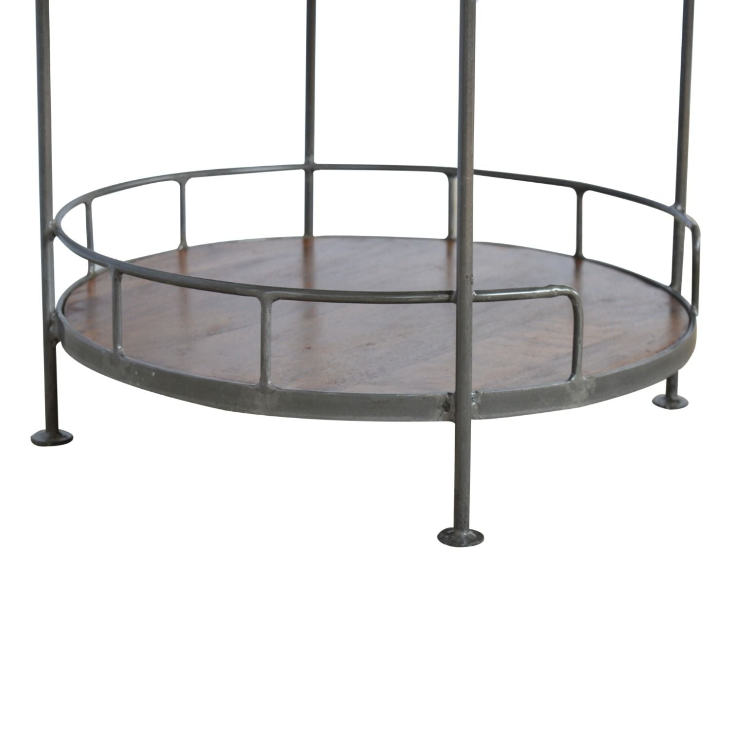 Industrial Round Butler Tray Table - Chestnut