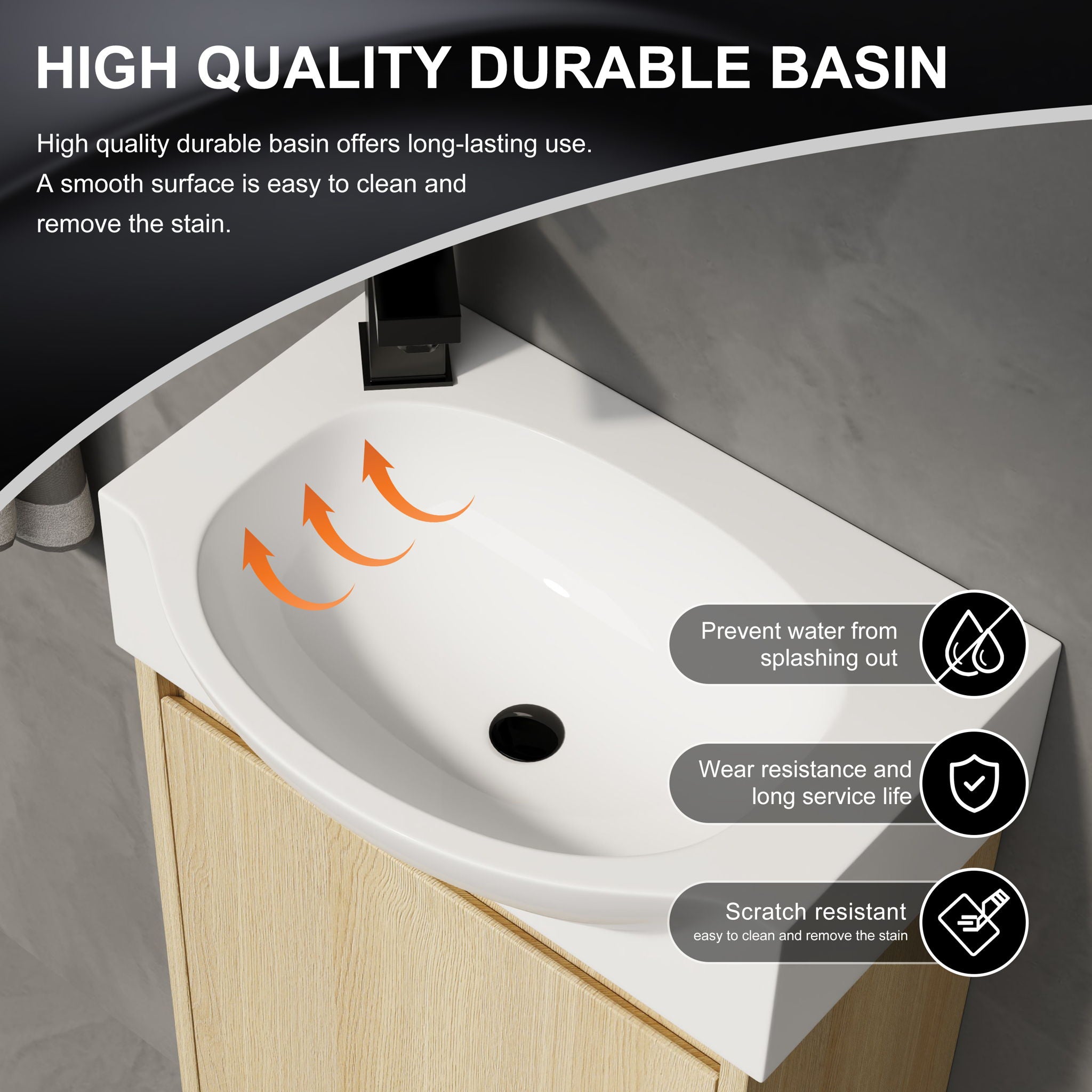 Modern Bathroom Vanity With Ceramic Basin, Wall Mounted Floating Sink Combo, Storage Cabinet