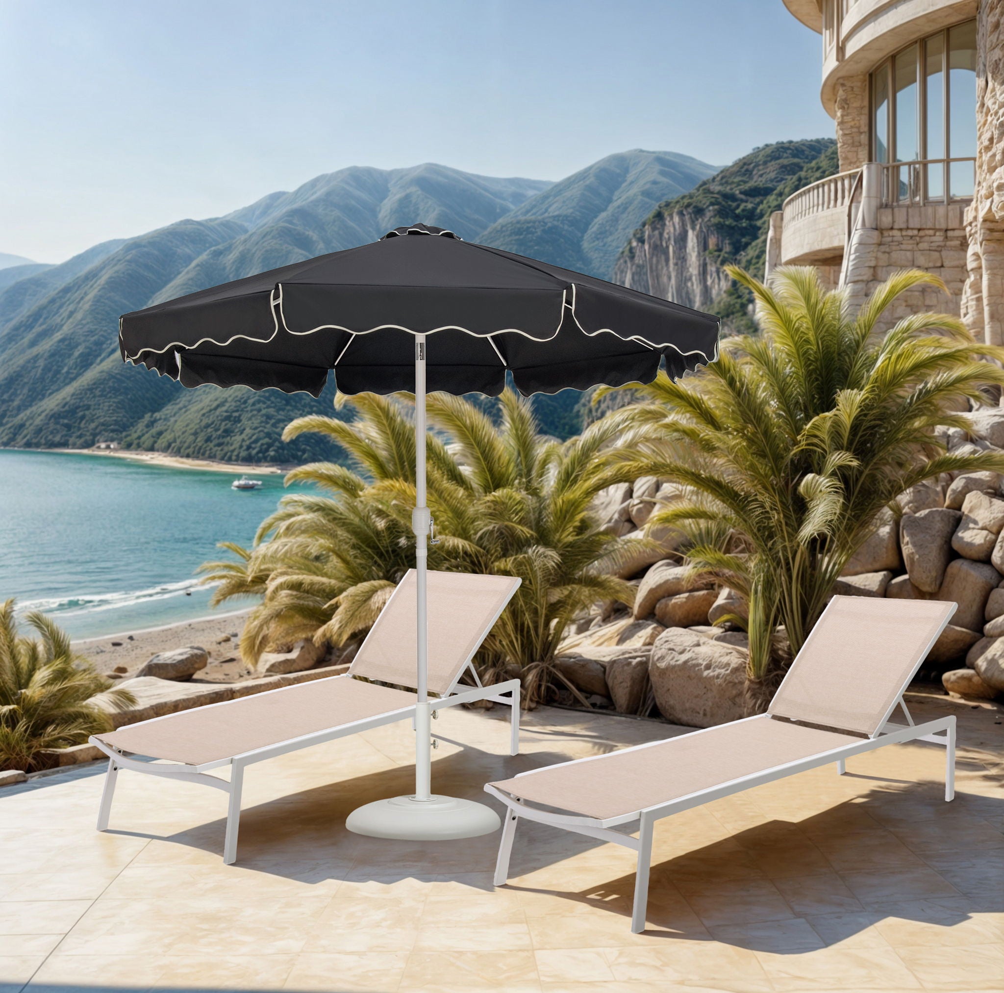 Amalfi - Patio Umbrella - White Base / White Pole