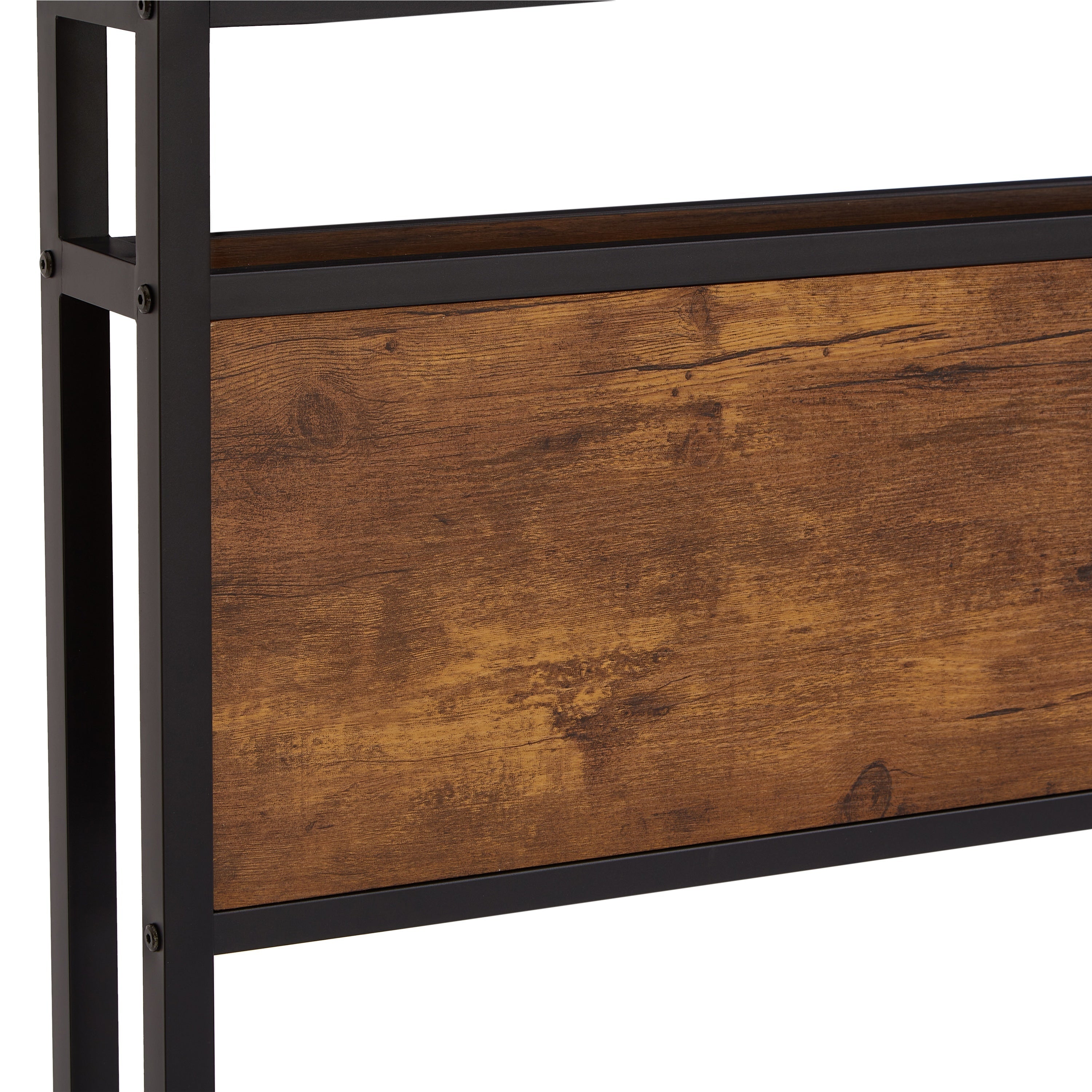 Modern King Size Metal Platform Bed Frame with Wooden Headboard