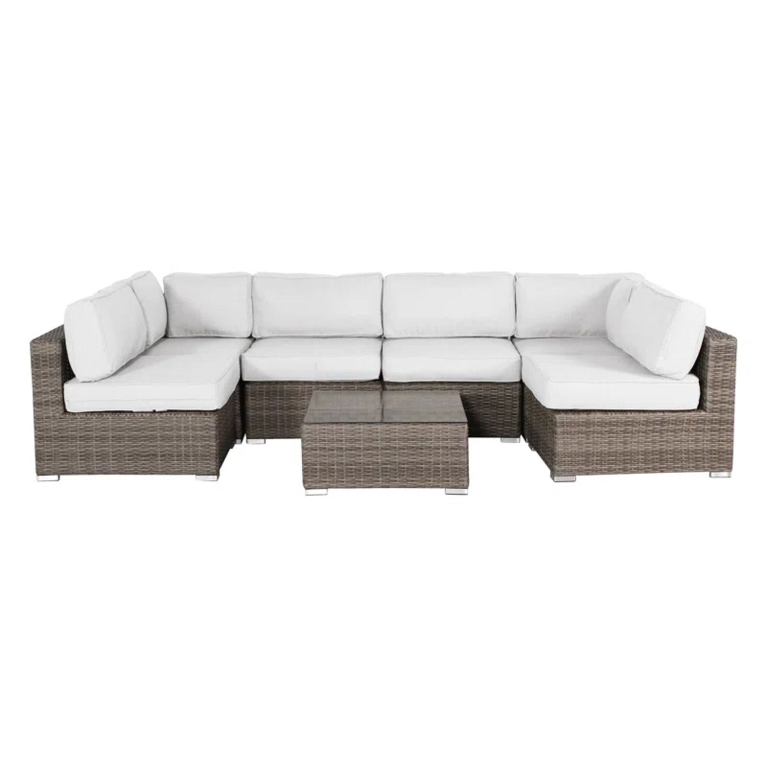 Seating Set With Cushions Handcrafted Wicker Design