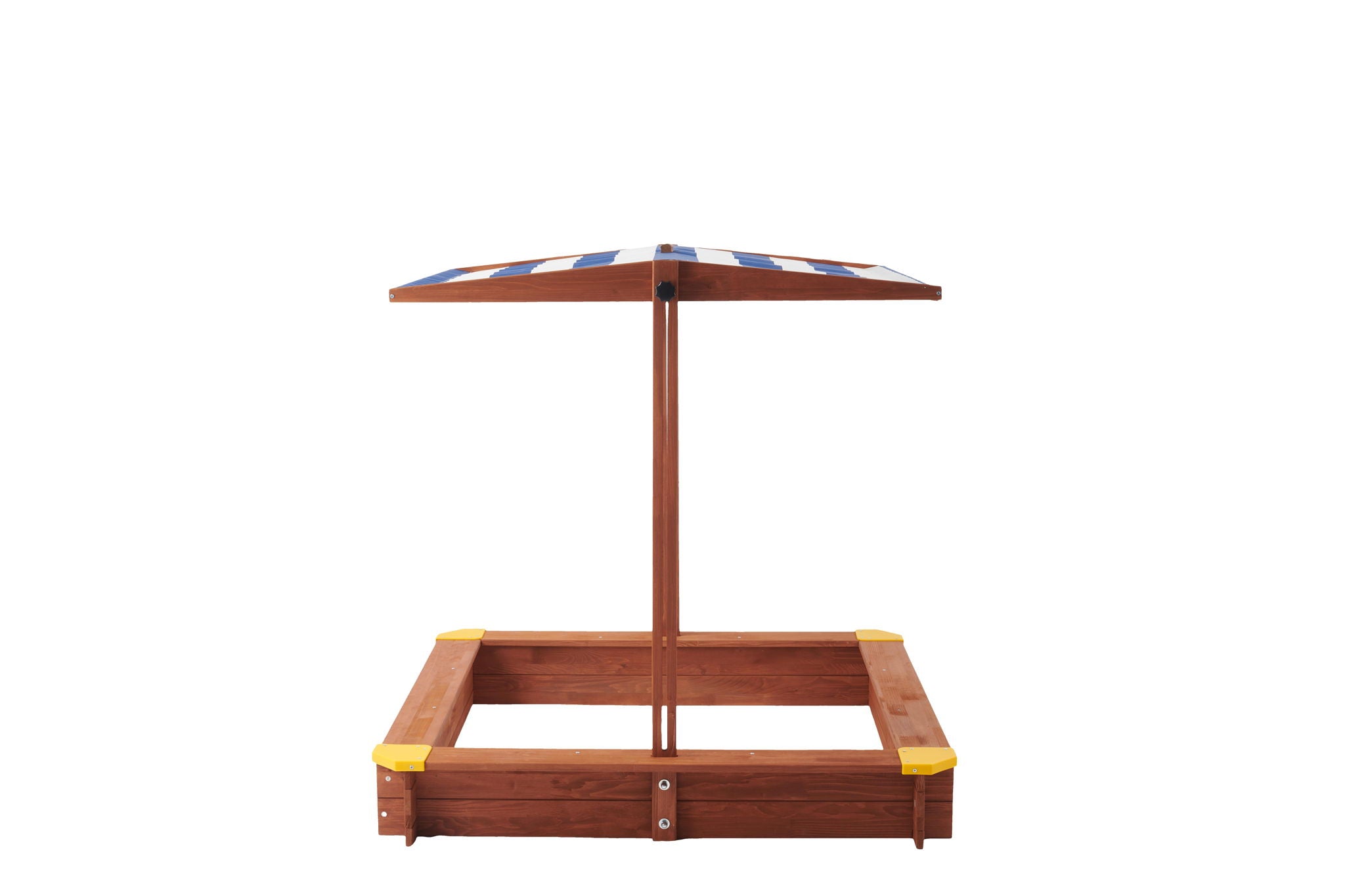 Kids Sandbox With Cover, Sand Box With Adjustable Canopy, Large Outdoor Cedar Sandpit For Backyard Play - Reddish Brown