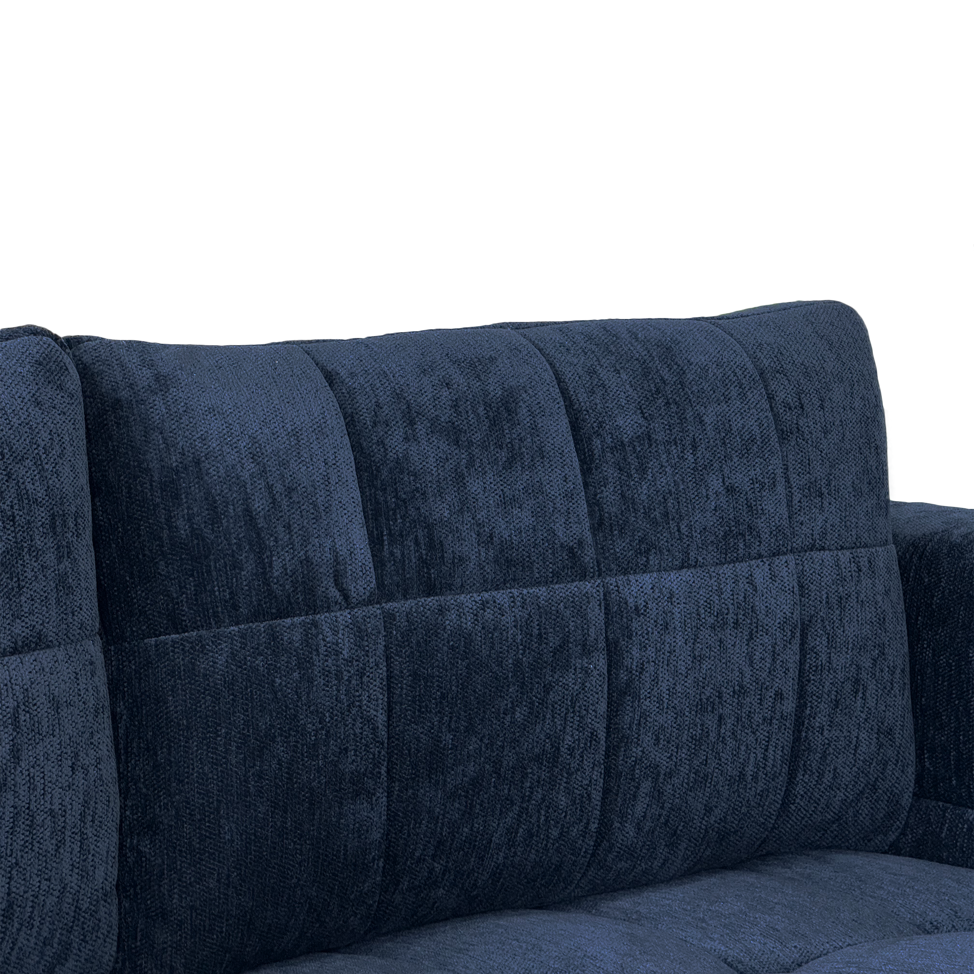 Retro Blue Chenille Upholstered 3-Seater Couch with Stainless-Steel Legs