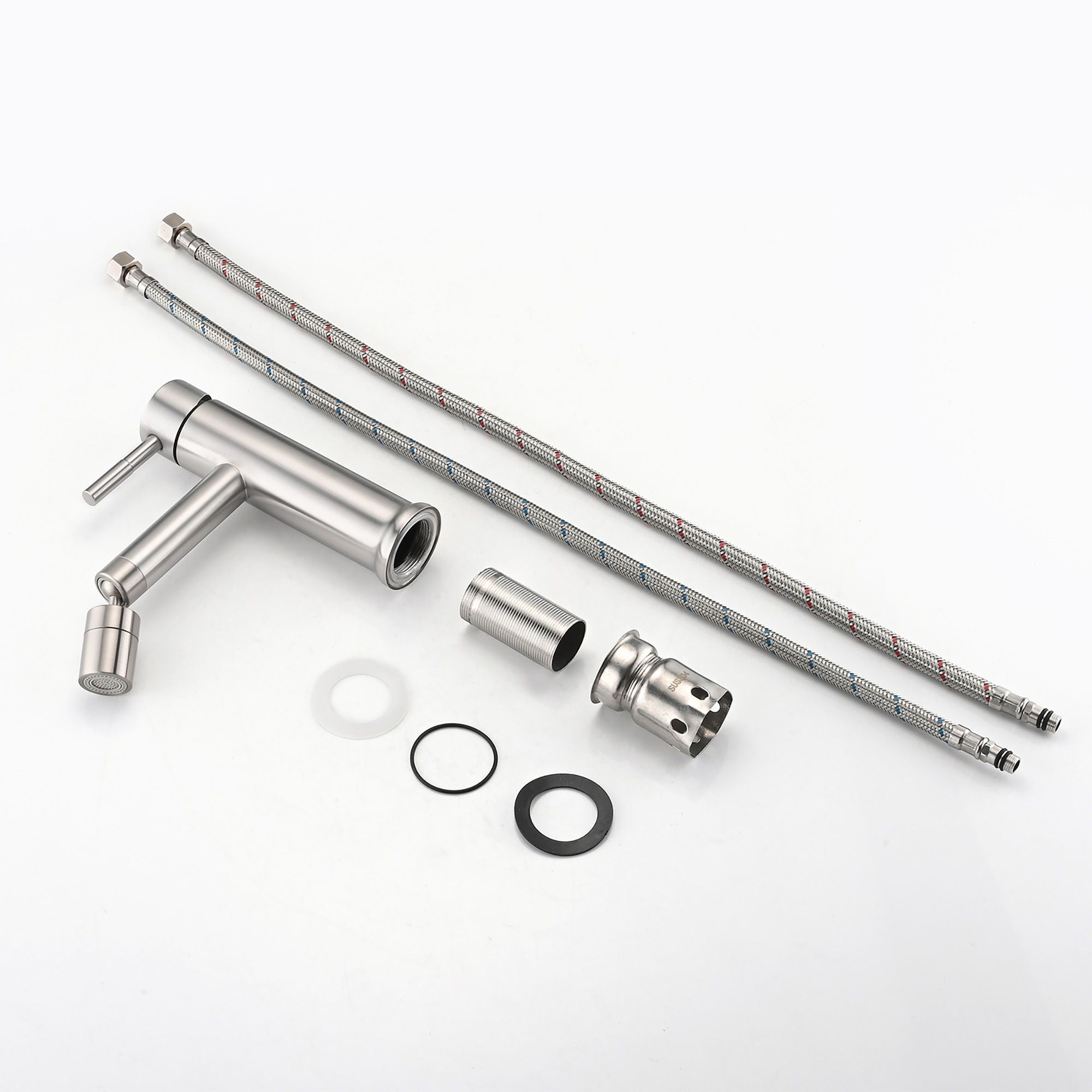 Bathroom Faucet With 2 Mode Functionality And 360 Degree Rotating Aerator Stainless Steel - Brushed Nickel