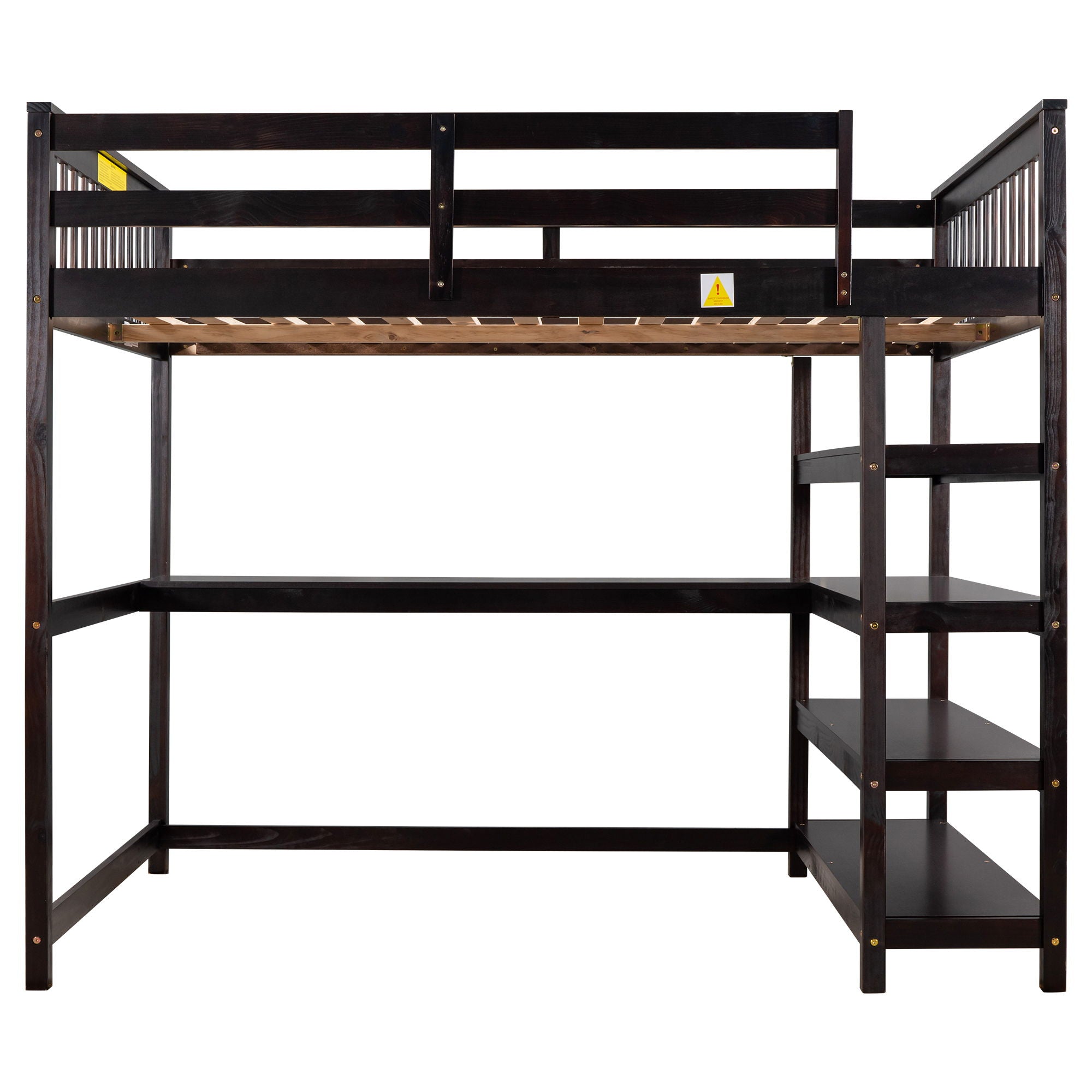 Loft Bed With Storage Shelves And Under Bed Desk