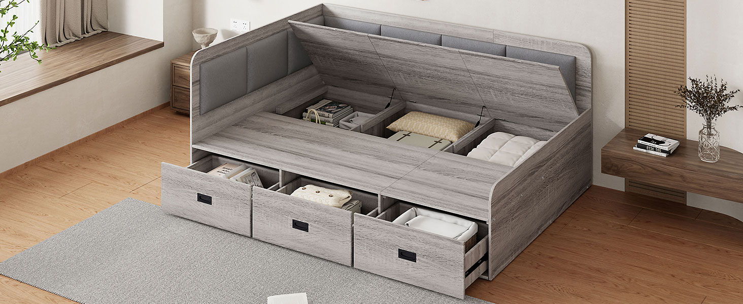 Daybed With 3 Drawers And 3 Storage Compartments