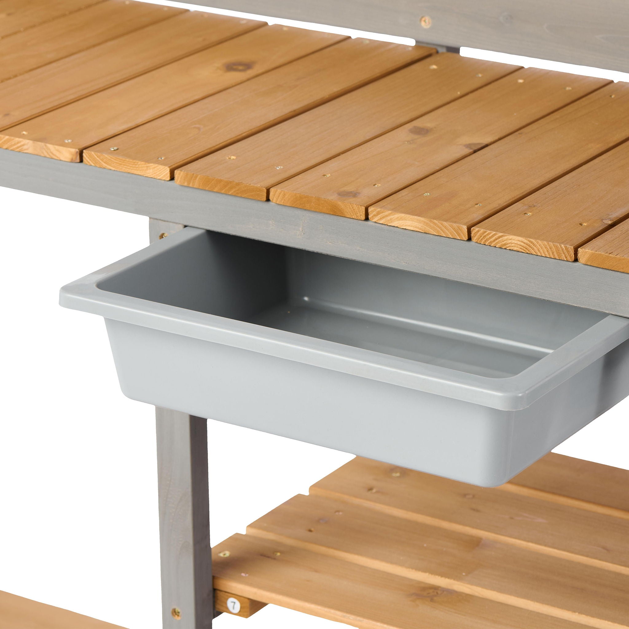 Outdoor Potting - Bench, Workstation Table With Cabinet For Backyard Garden Supplies - Gray / Brown