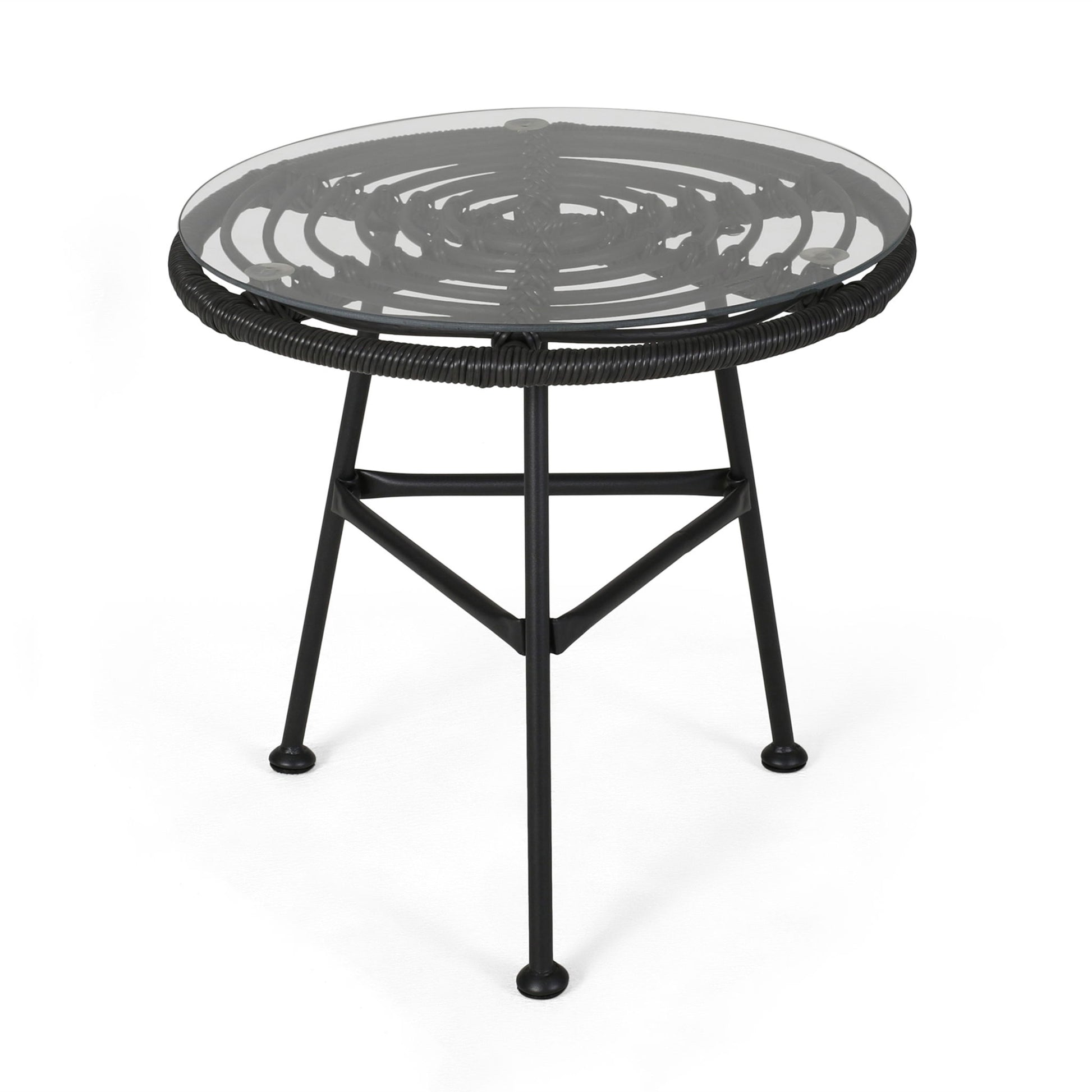 Petrichor - Outdoor Side Table With Tempered Glass And Steel Frame - Best Buy Furniture