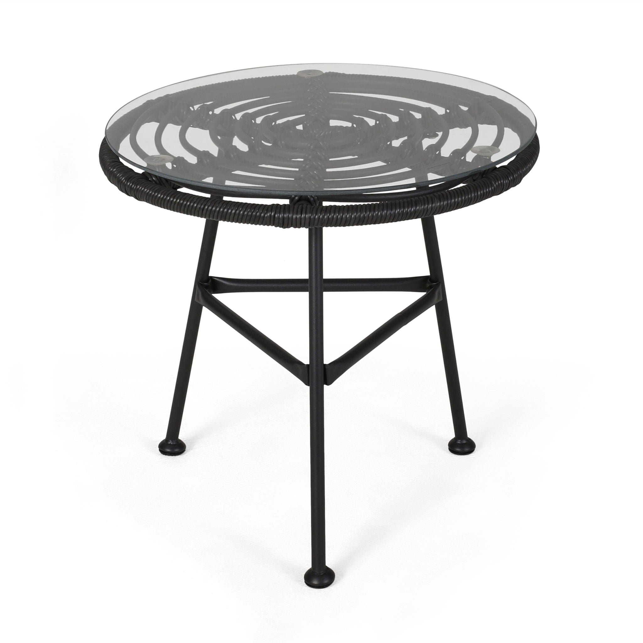 Petrichor - Outdoor Side Table With Tempered Glass And Steel Frame - Best Buy Furniture