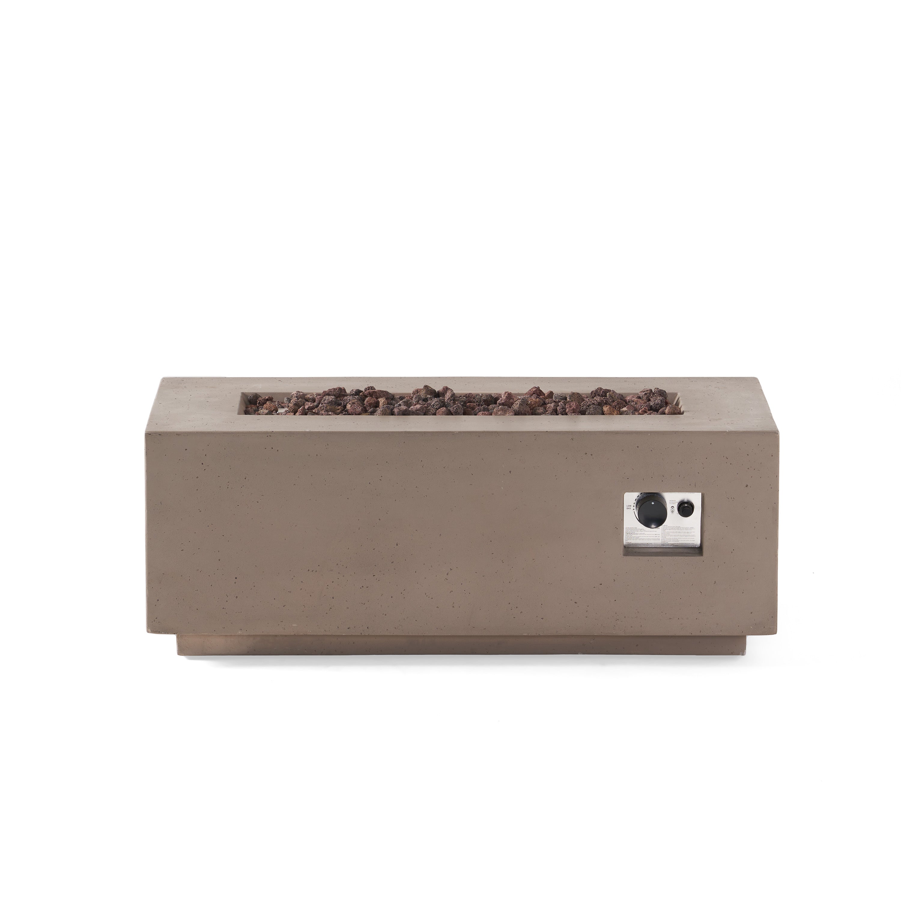 Modern 40' Outdoor 40,000 BTU Rectangular MgO Concrete Propane Fire Pit, Dark Grey