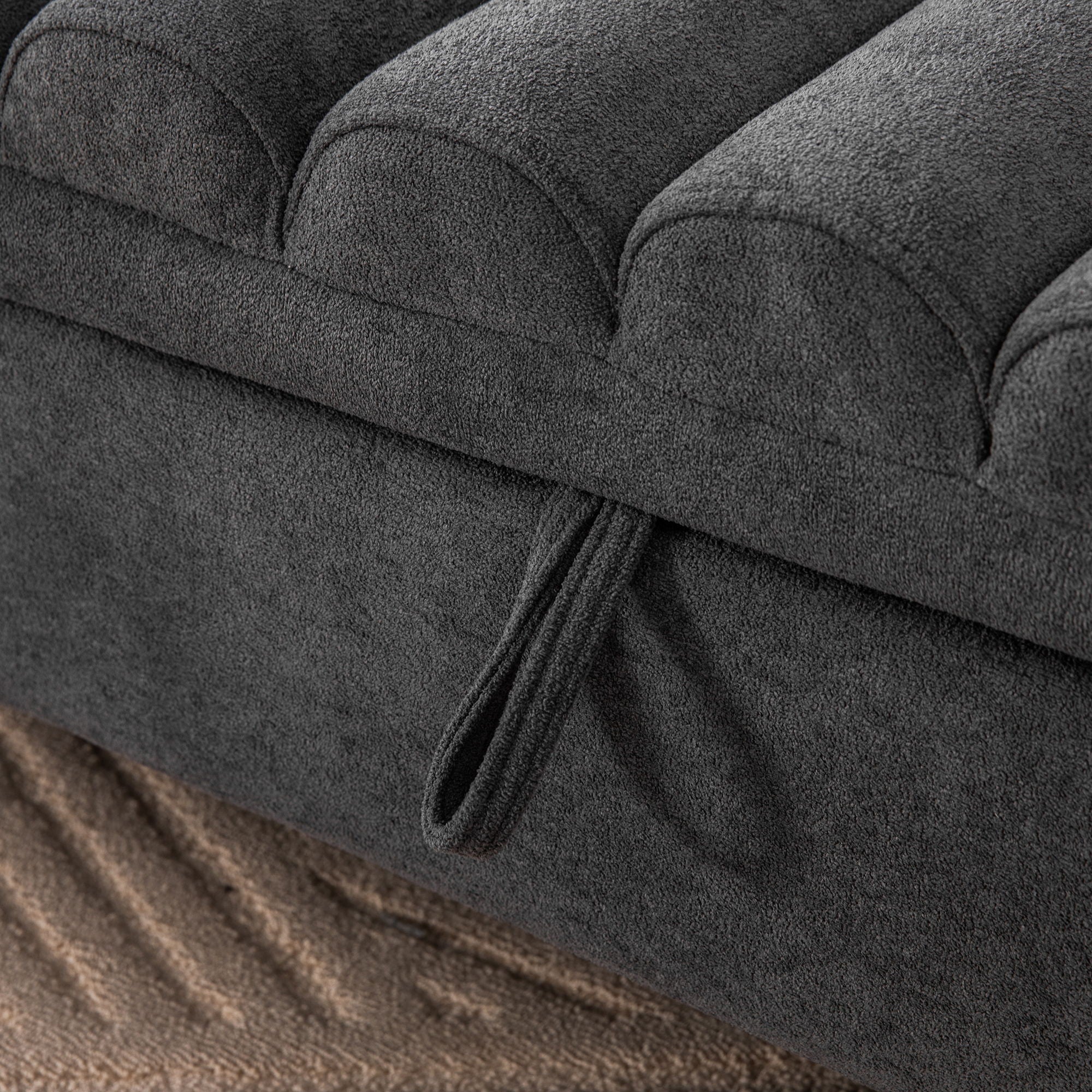 Wide Modern Upholstered Storage Bench With Rolled Armrest